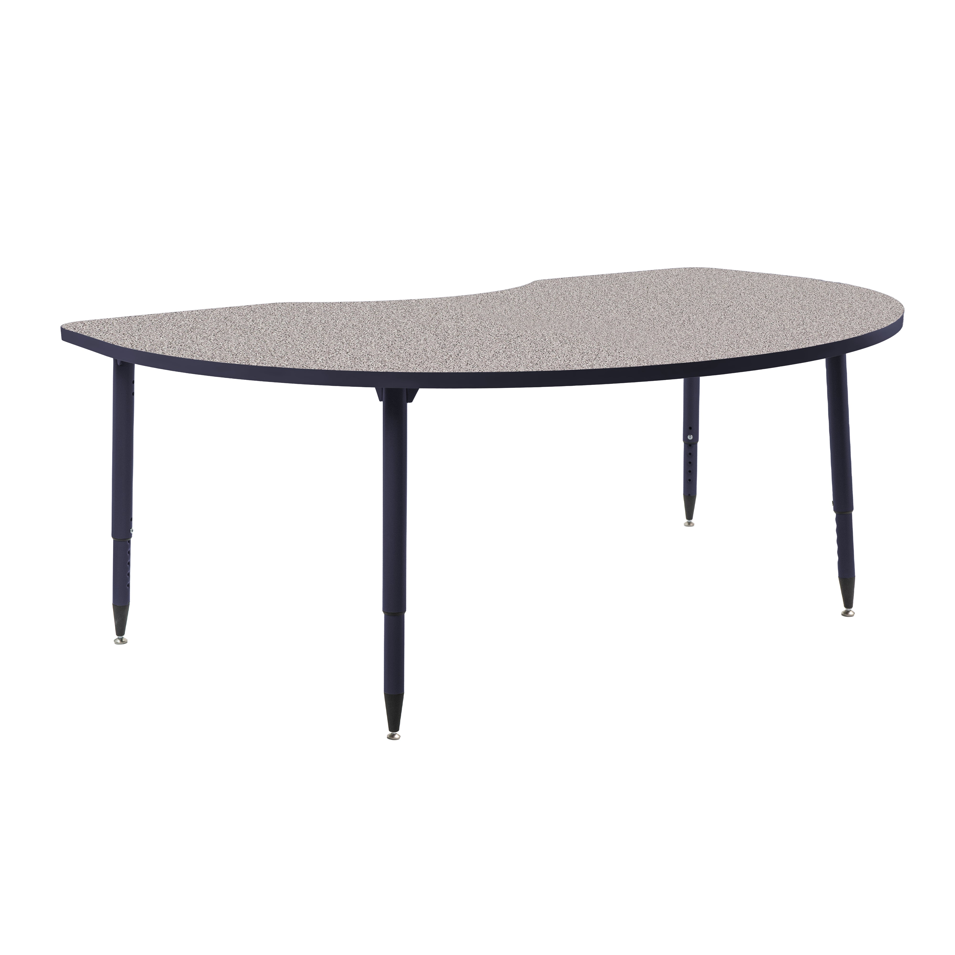 Adapte 48" x 72" Kidney Thermofused Activity Table with Adjustable Tapered Legs - Gray/Navy