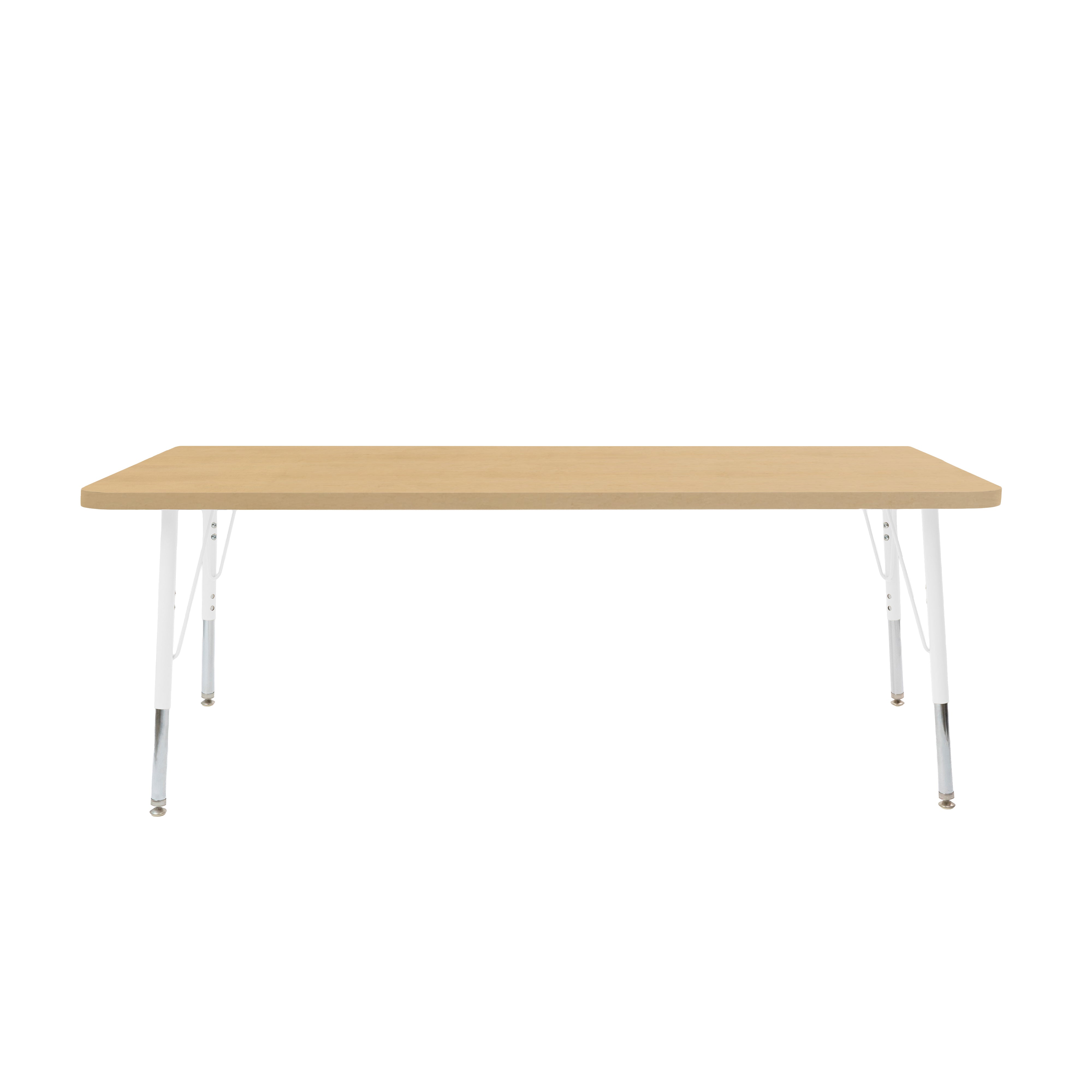 30" x 60" Rectangle Thermofused Woodgrain Activity Table with Standard Legs - Maple Grain/White