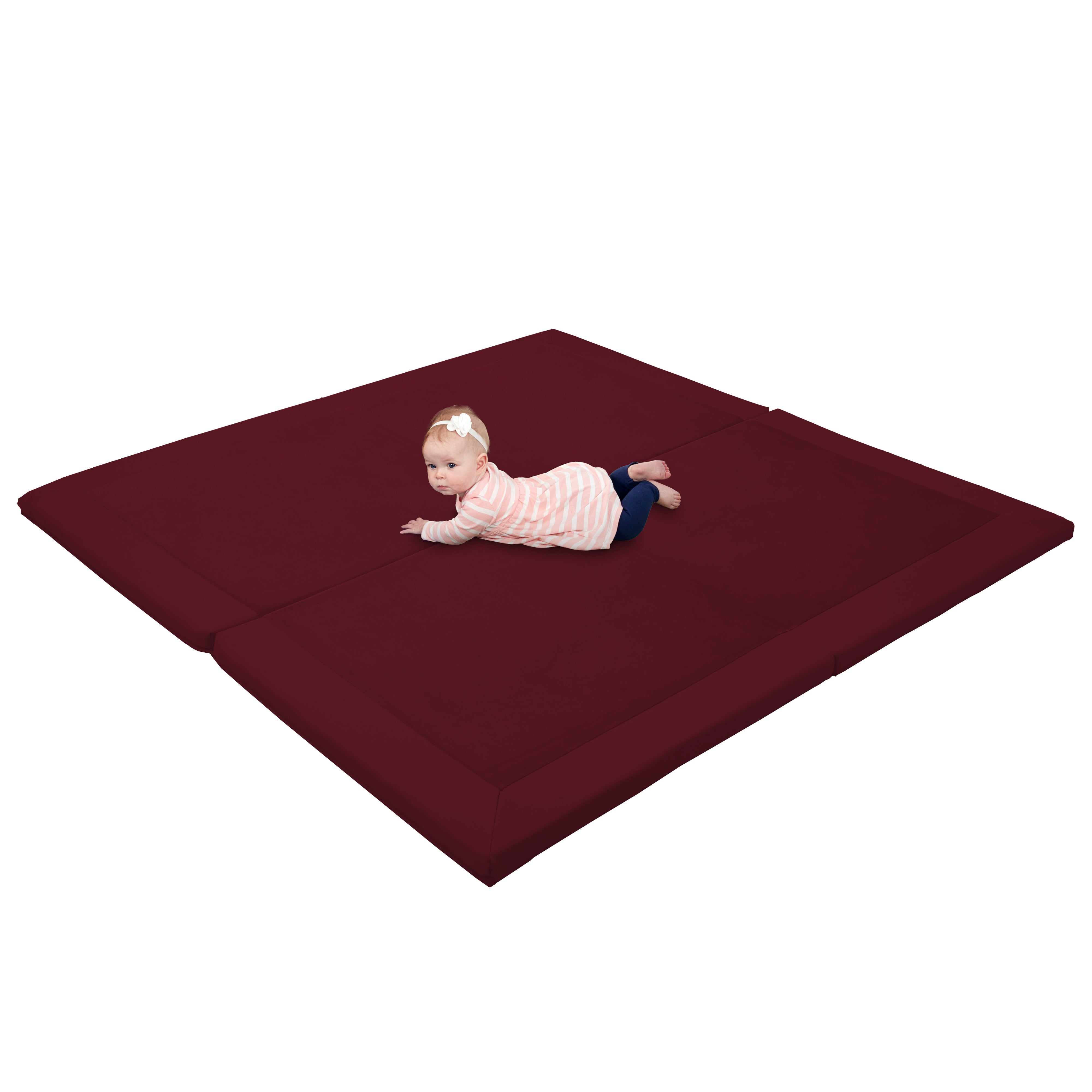 SoftScape Two-Texture Space Saver 4-Fold Toddler Activity Mat - Bordeaux
