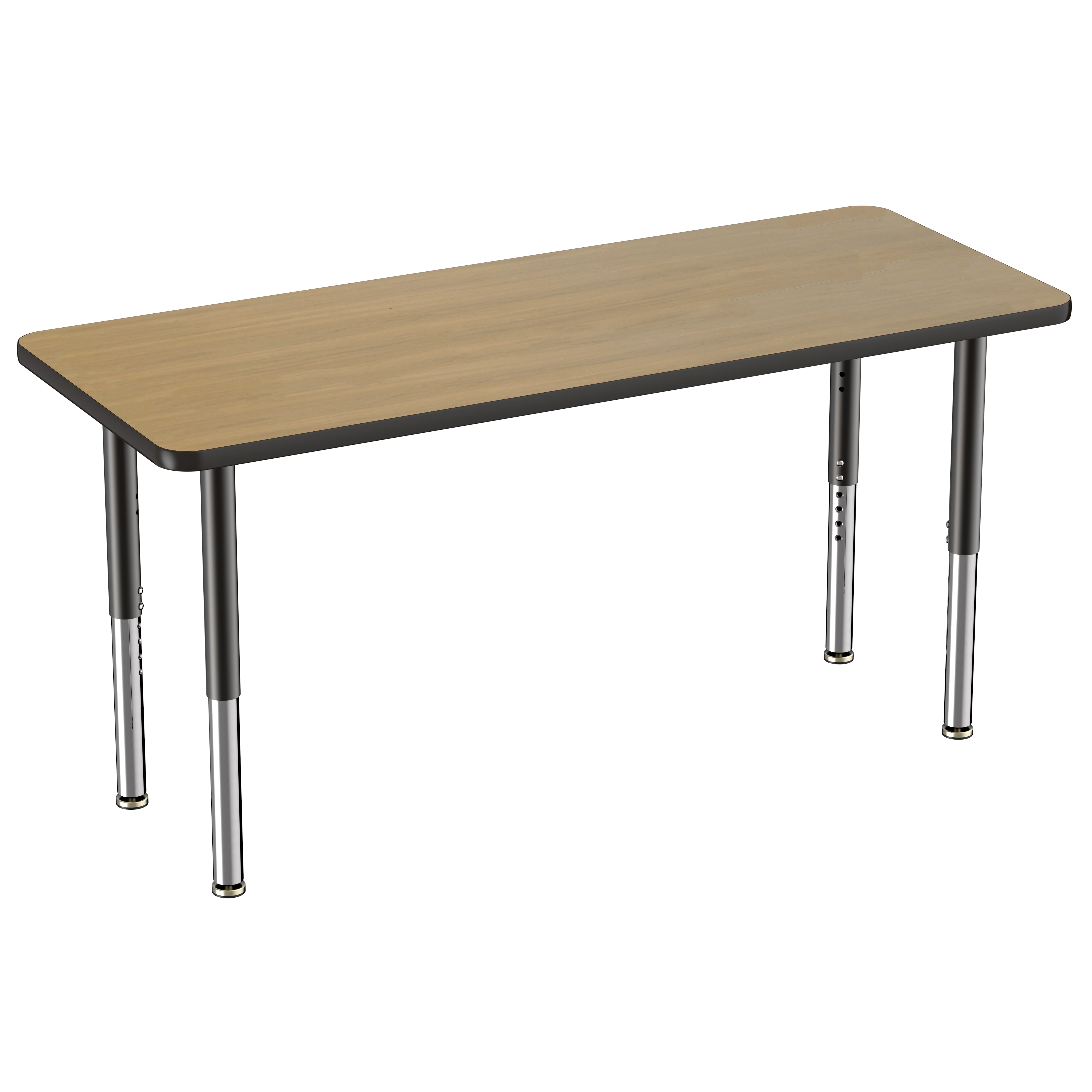 24" x 60" Rectangle Thermofused Activity Table with Adjustable Super Legs - Pasadena Oak/Black