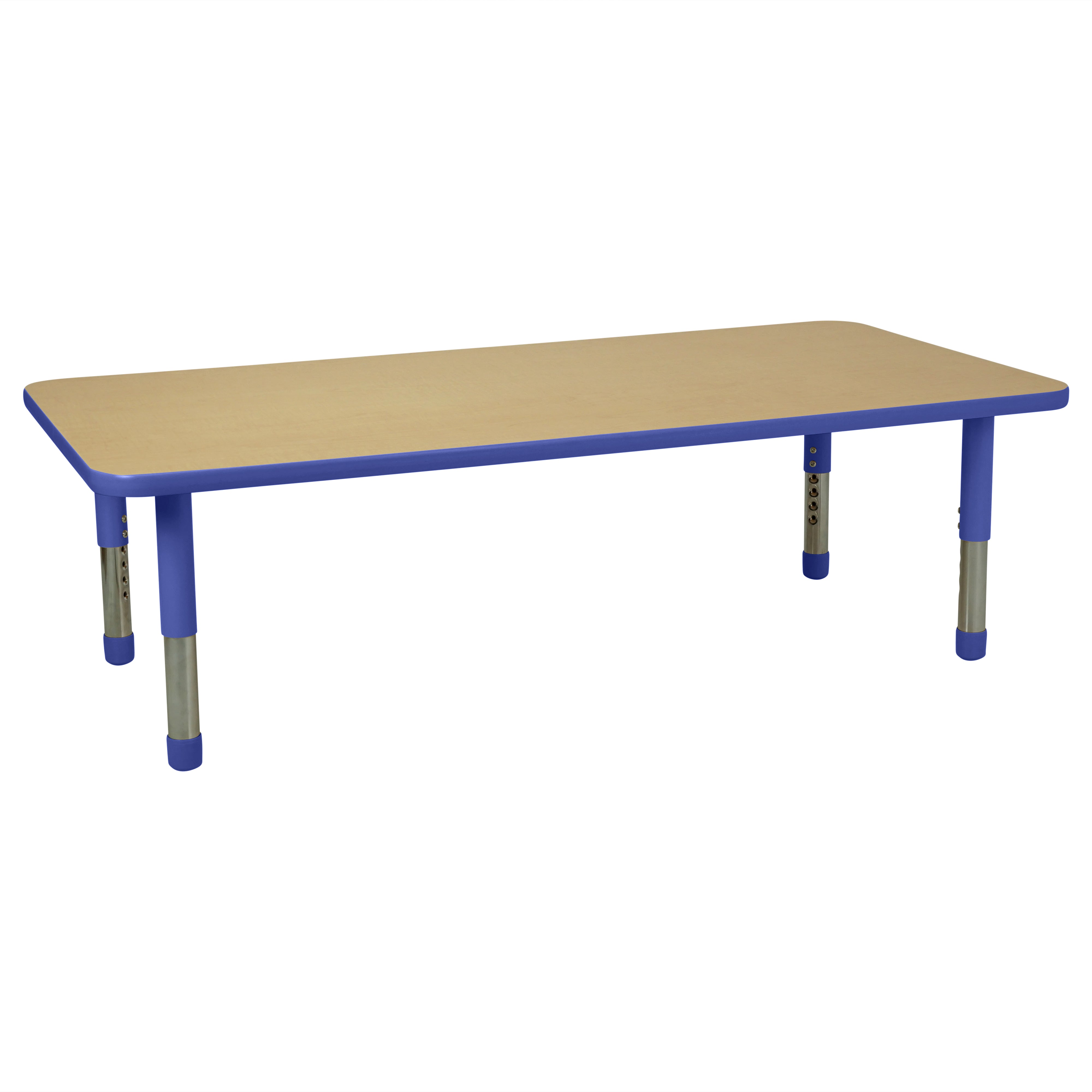 30" x 60" Rectangle T-Molding Activity Table with Adjustable Tiny Tot Legs - Maple/Blue