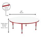 60" Round Dry-Erase Activity Table with Adjustable Chunky Legs - Whiteboard/Red