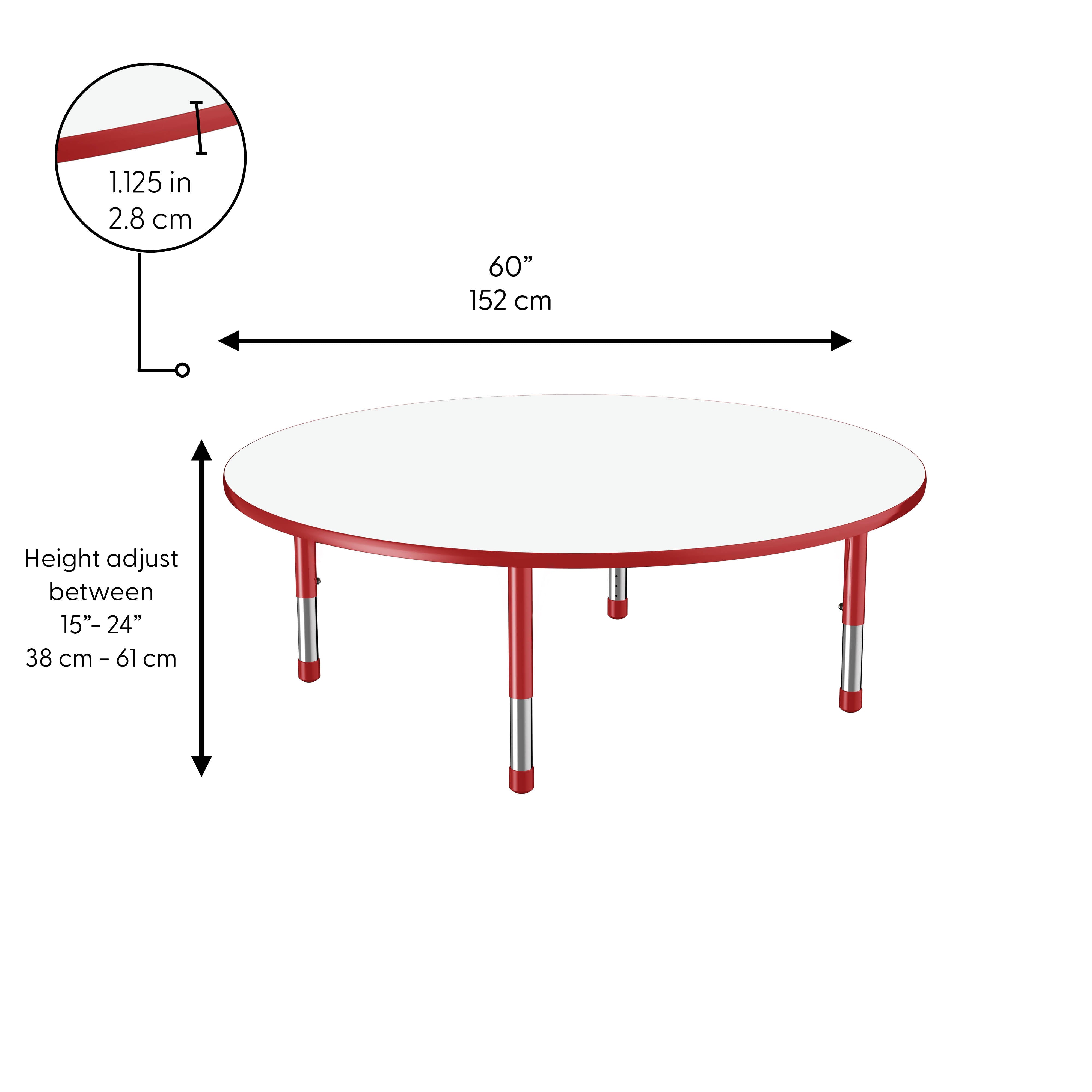 60" Round Dry-Erase Activity Table with Adjustable Chunky Legs - Whiteboard/Red