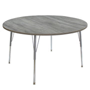 48" Round La Madera Activity Table with Standard Legs - Light Gray Wood/Silver