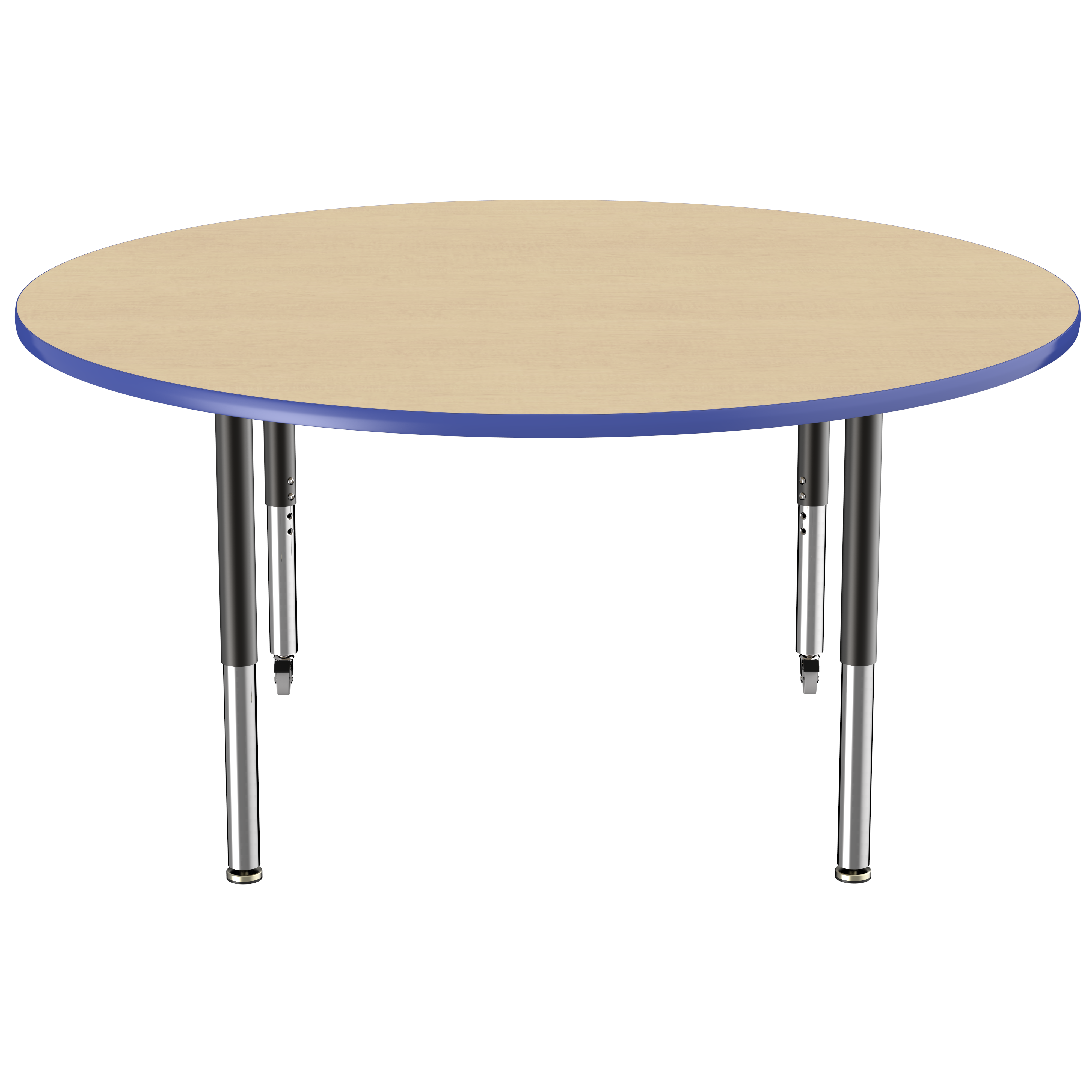 60" Round T-Molding Activity Table with Adjustable Super Legs - Maple/Blue/Black