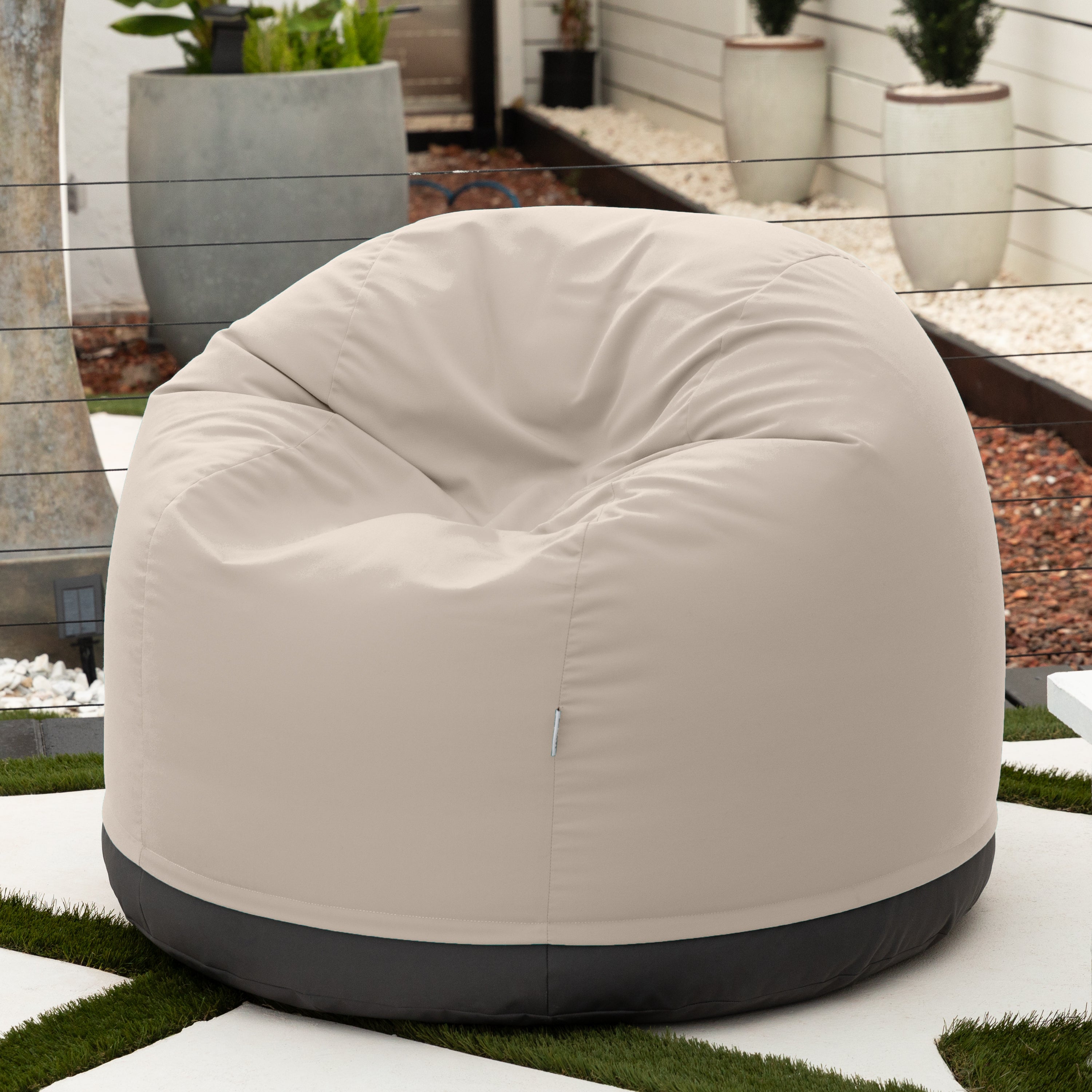 Jaxx Palmetto Large Round Outdoor Bean Bag Club Chair - Pearl