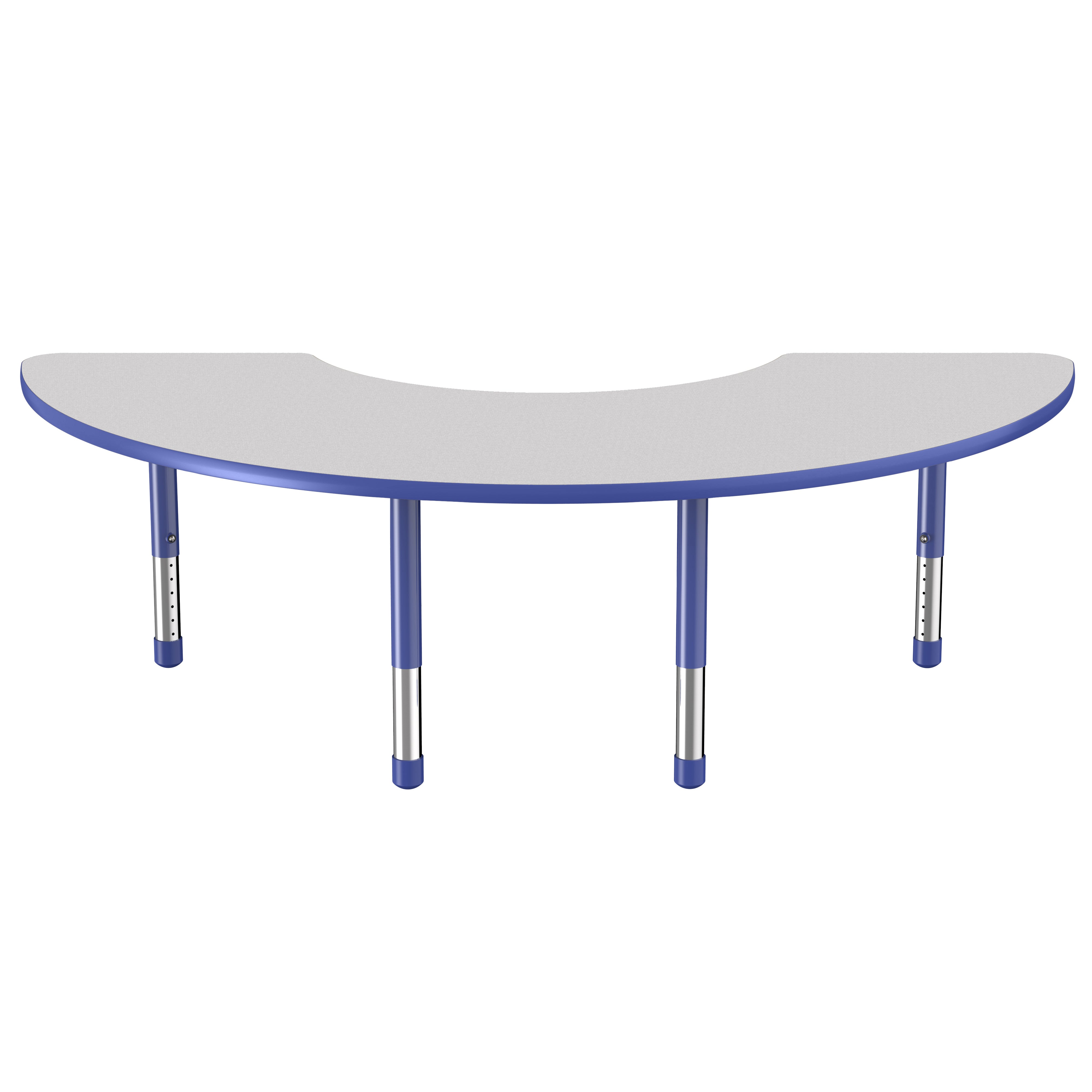 36" x 72" Half Moon Thermofused Activity Table with Adjustable Chunky Legs - Gray/Blue