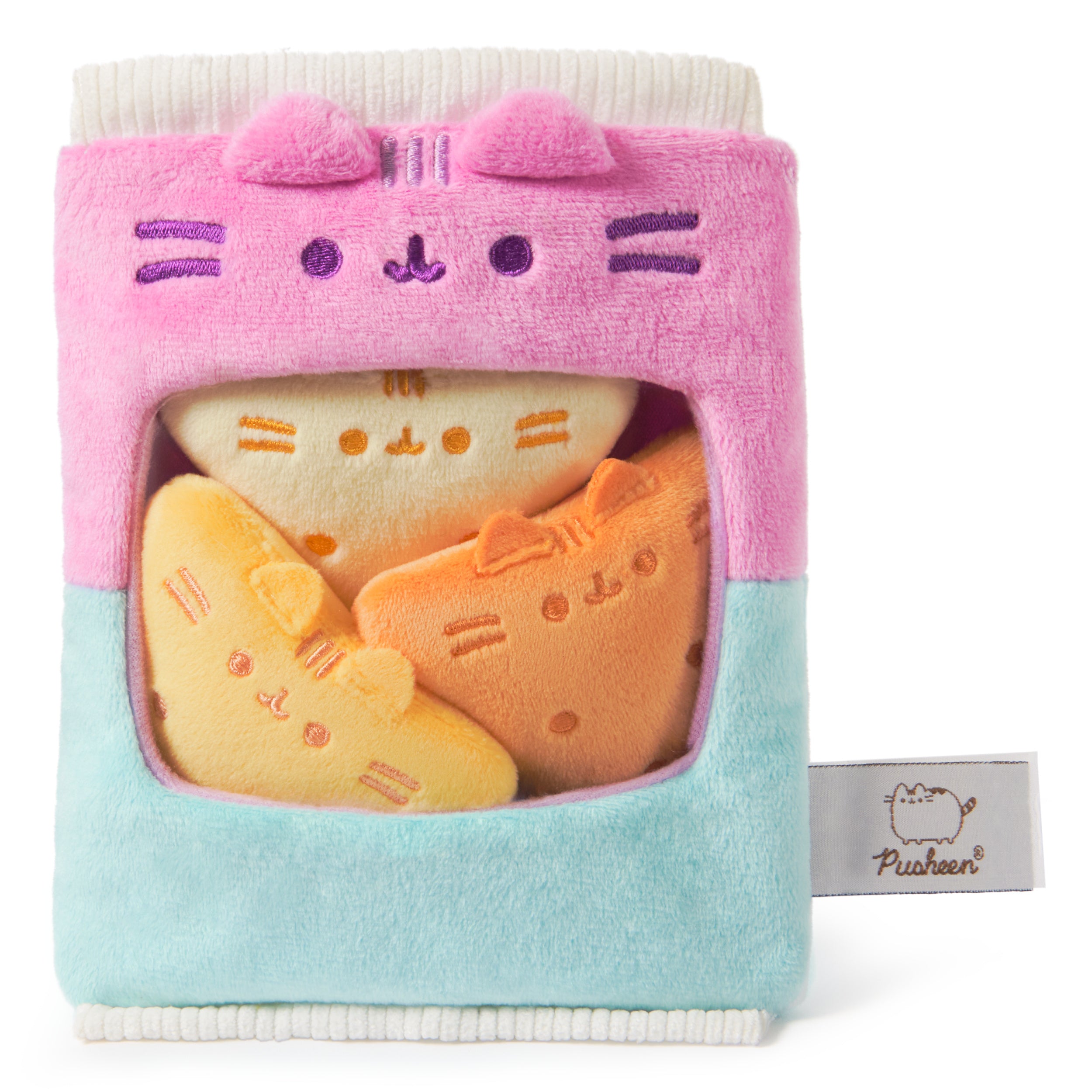 GUND Pusheen Gamer Chips with Removable Mini Plushies, Toy Tortilla Chips, Food Plushies, Gaming Decor, Stuffed Animals for Ages 8 and Up, Pink, 8"