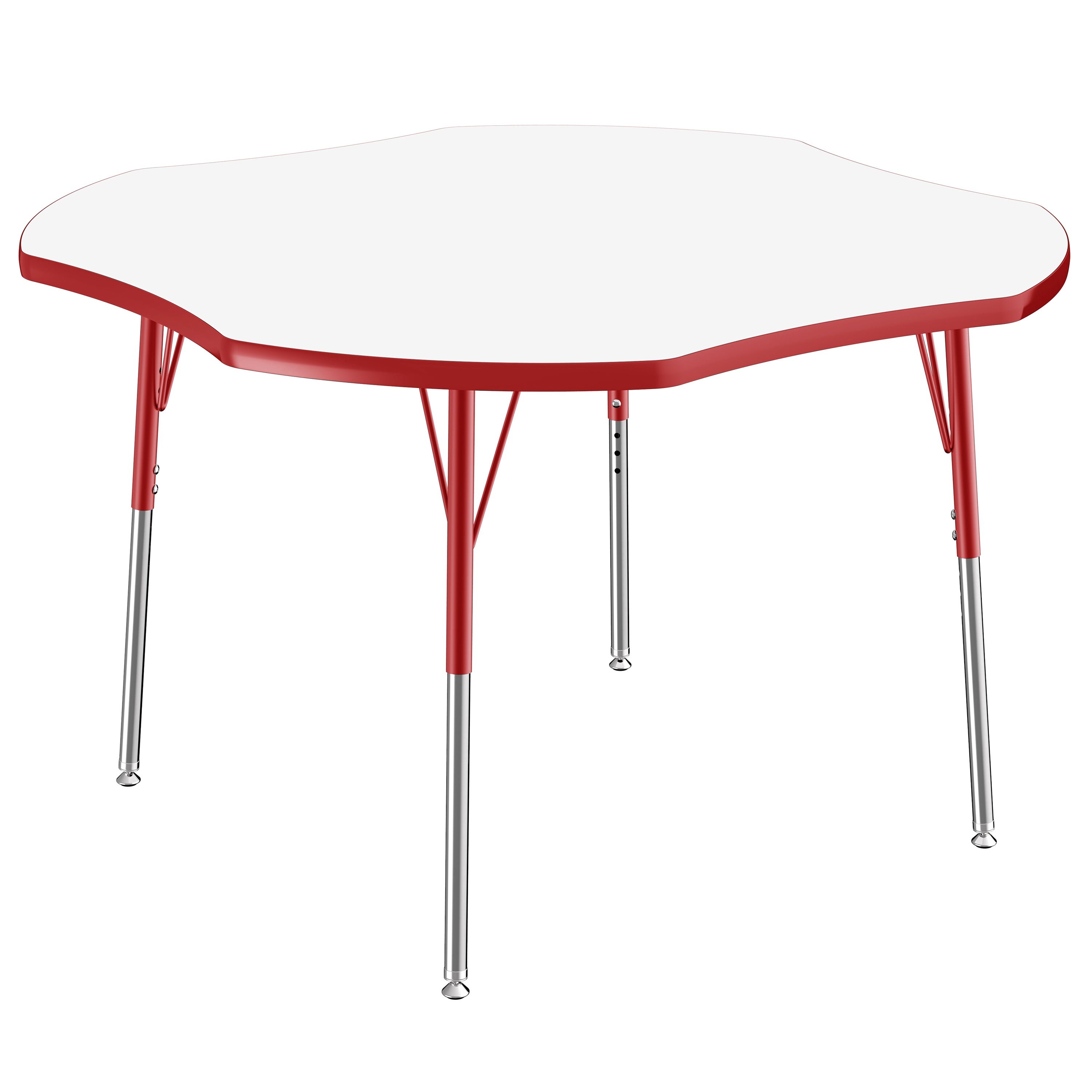 48" x 48" Clover Dry-Erase Activity Table with Adjustable Standard Swivel Glide Legs - Whiteboard/Red
