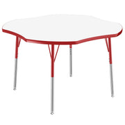 48" x 48" Clover Dry-Erase Activity Table with Adjustable Standard Swivel Glide Legs - Whiteboard/Red