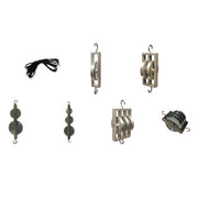 Pulley Mechanics Kit, 6 Aluminum Pulleys, with Nylon Cable