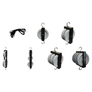 Pulley Mechanics Kit, 6 Cast Metal Pulleys, with Nylon Cable