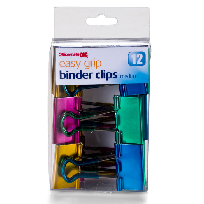 Binder Clips, Medium Easy Grip Metallic, 12PK