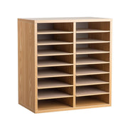 16-Compartment Wood Adjustable Paper Sorter Literature File Organizer, Medium Oak