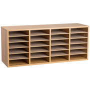 24-Compartment Wood Adjustable Paper Sorter Literature File Organizer, Medium Oak