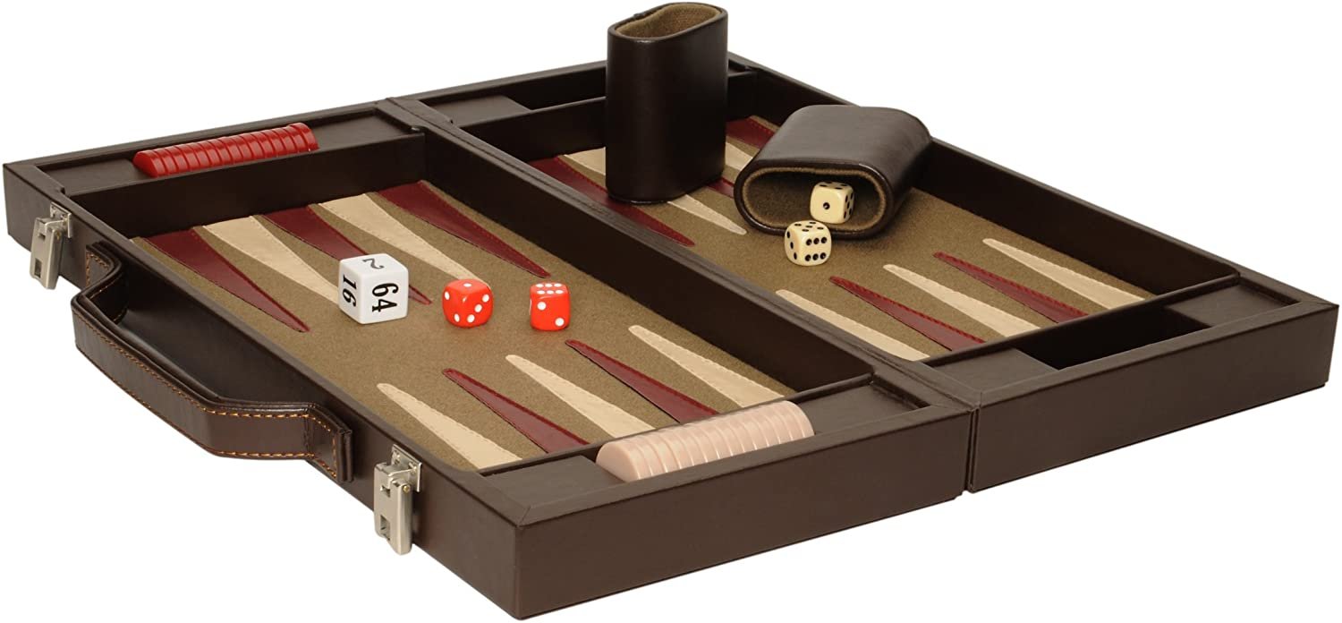 Elegant Brown Backgammon Briefcase - Large