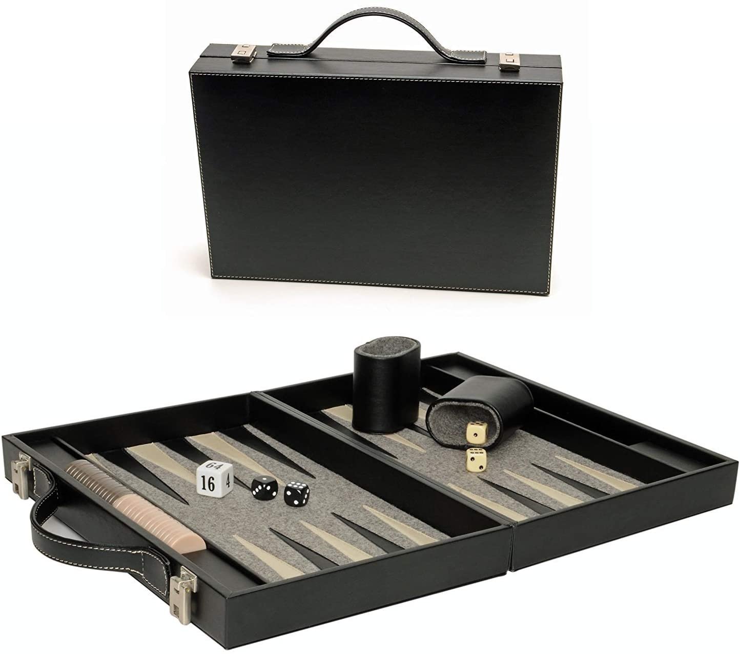 Elegant Black Backgammon Briefcase - Medium