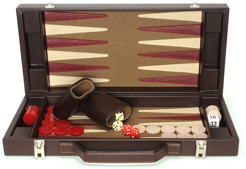 Elegant Brown Backgammon Briefcase - Large
