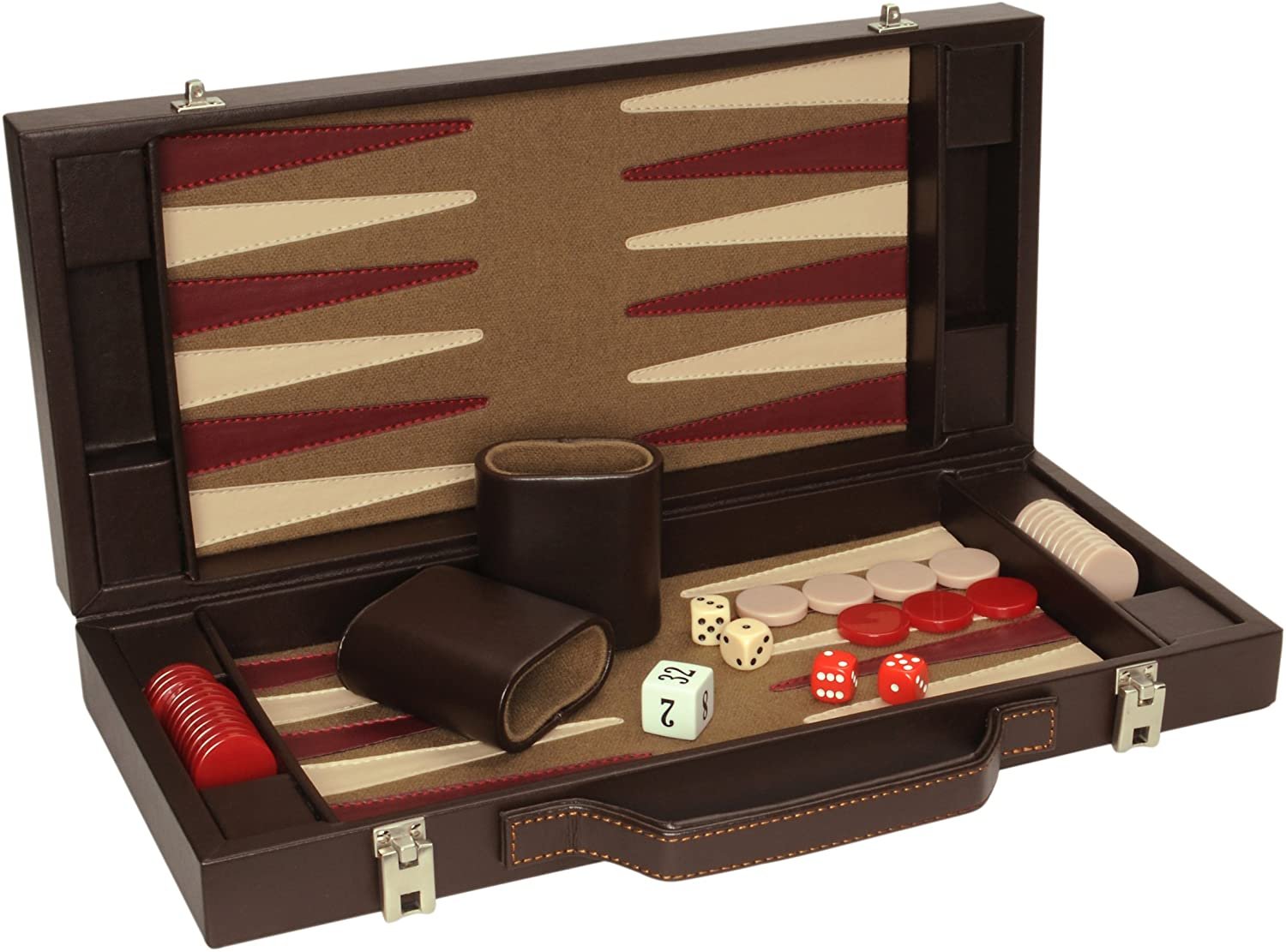 Elegant Brown Backgammon Briefcase - Large