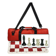 Ultimate Tournament Chess Set with NEW Red Silicone Chess Mat, Red Canvas Bag & Super Triple Weighted Chessmen with 4" King