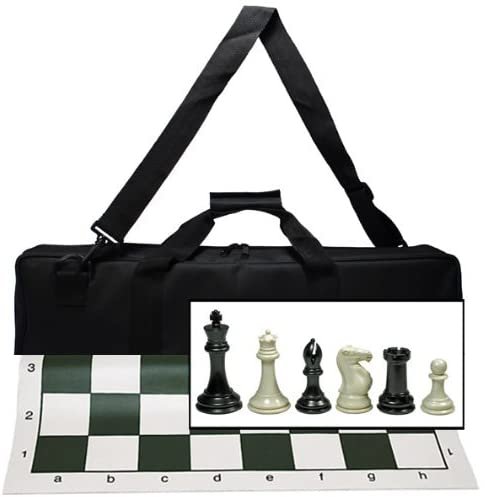 Ultimate Tournament Chess Set with NEW Green Silicone Chess Mat, Canvas Bag & Super Triple Weighted Chessmen with 4 in. King
