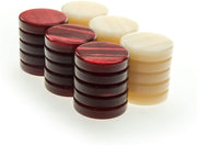 Backgammon  &  Checker  Accessories Acrylic, Mother Of Pearl Backgammon Chips, Red / Cream Piece size1"