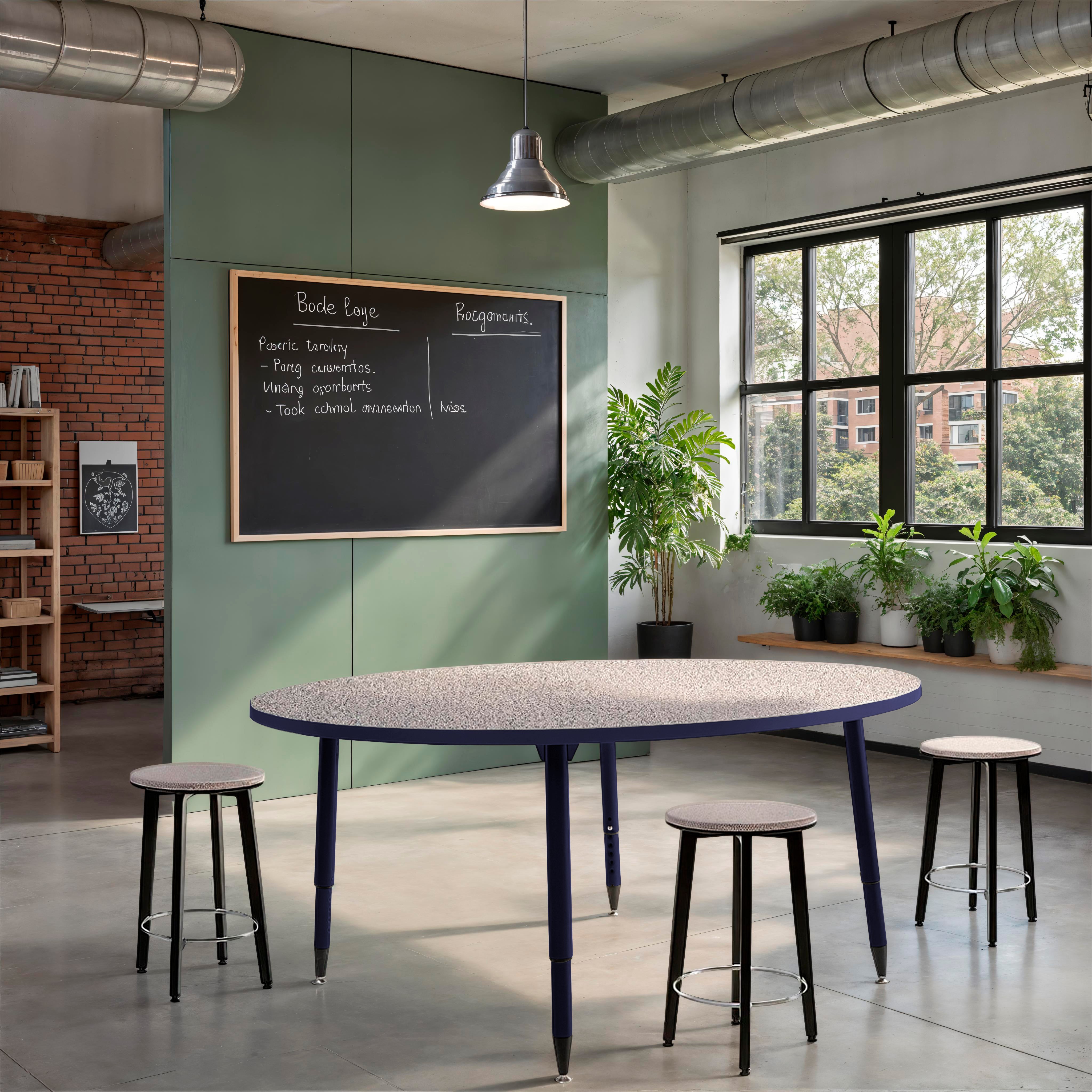 Adapte 60" Round Thermofused Activity Table with Adjustable Tapered Legs - Gray/Navy