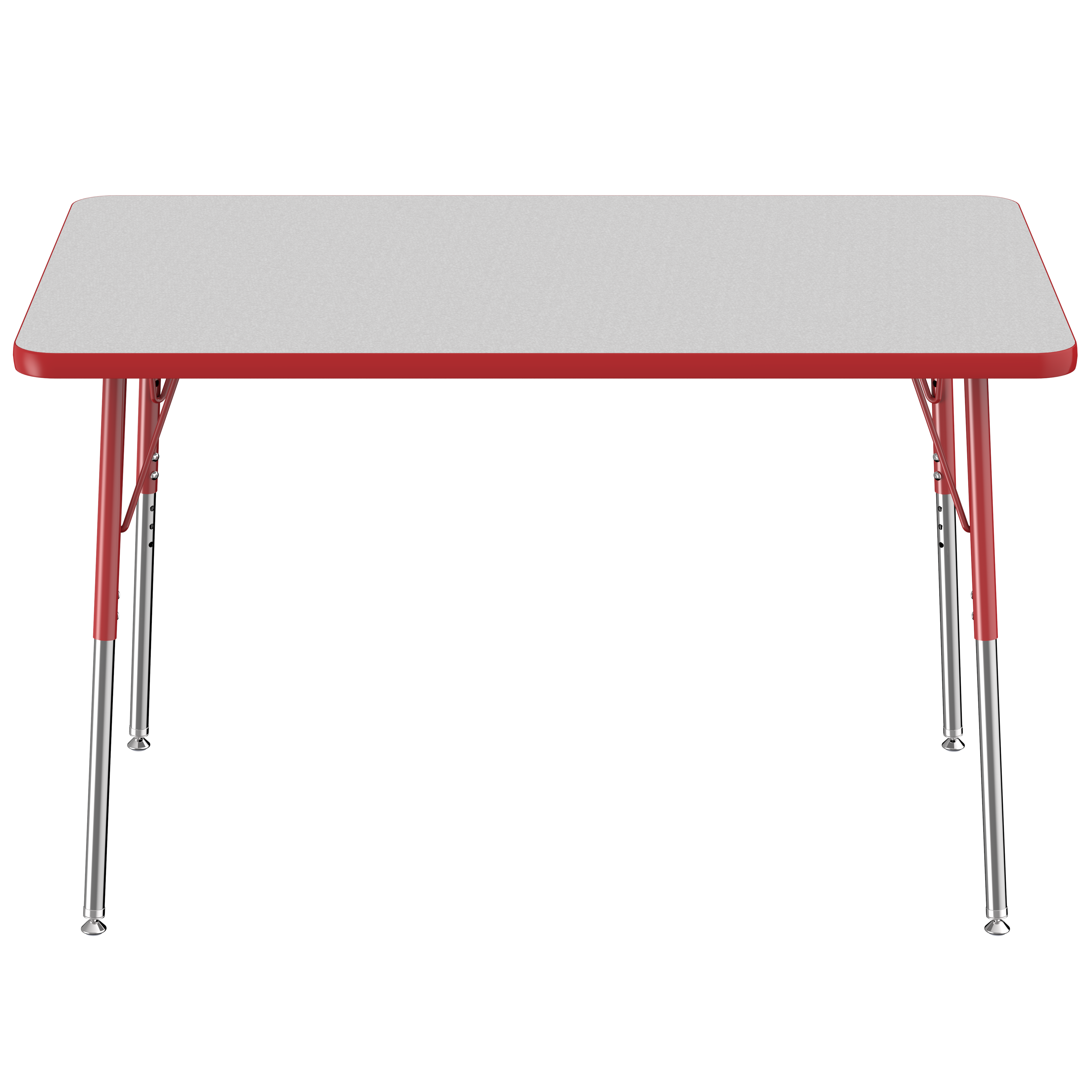 30" x 48" Rectangle T-Molding Activity Table with Adjustable Standard Swivel Glide Legs - Gray/Red