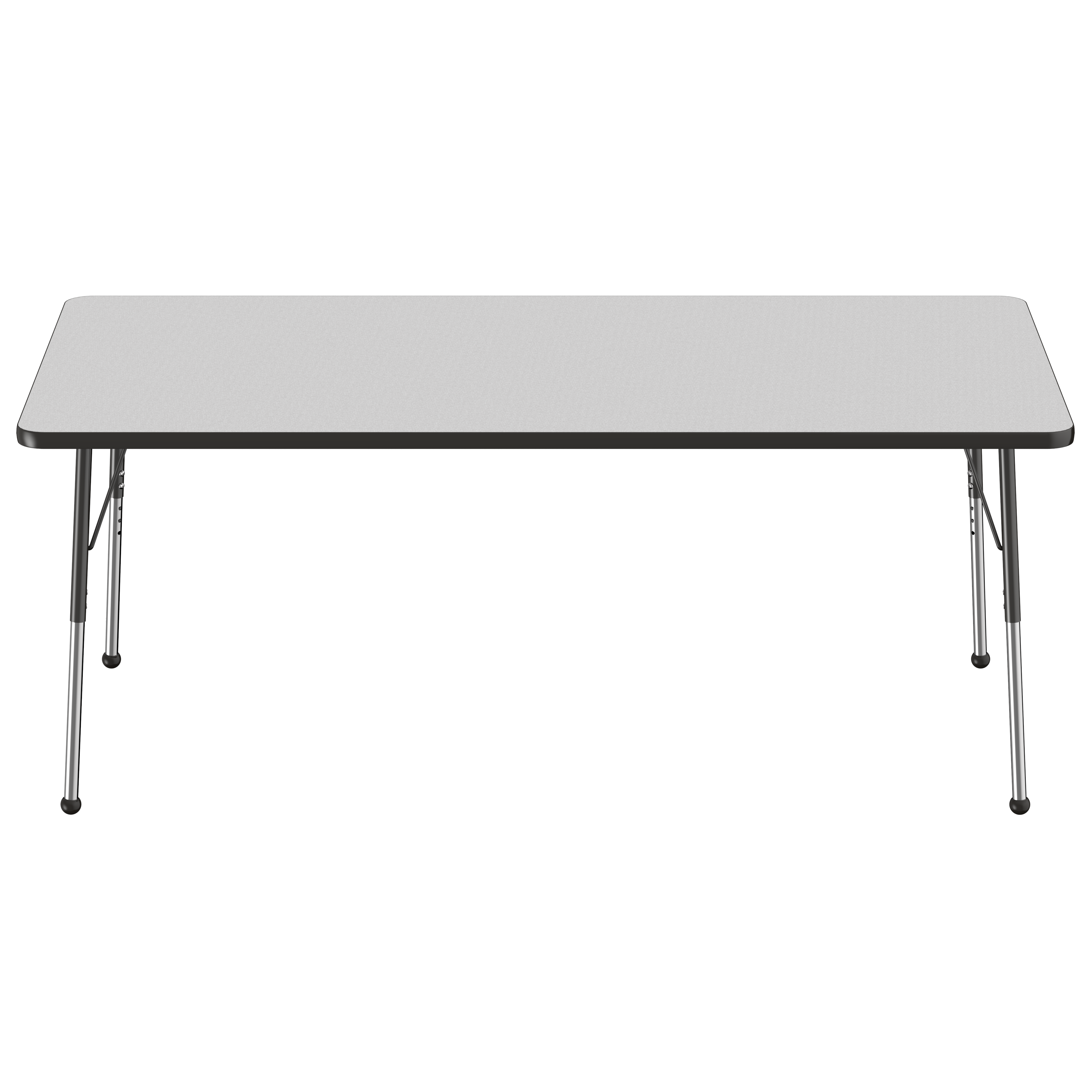 36" x 72" Rectangle T-Molding Activity Table with Adjustable Standard Ball Glide Legs - Gray/Black