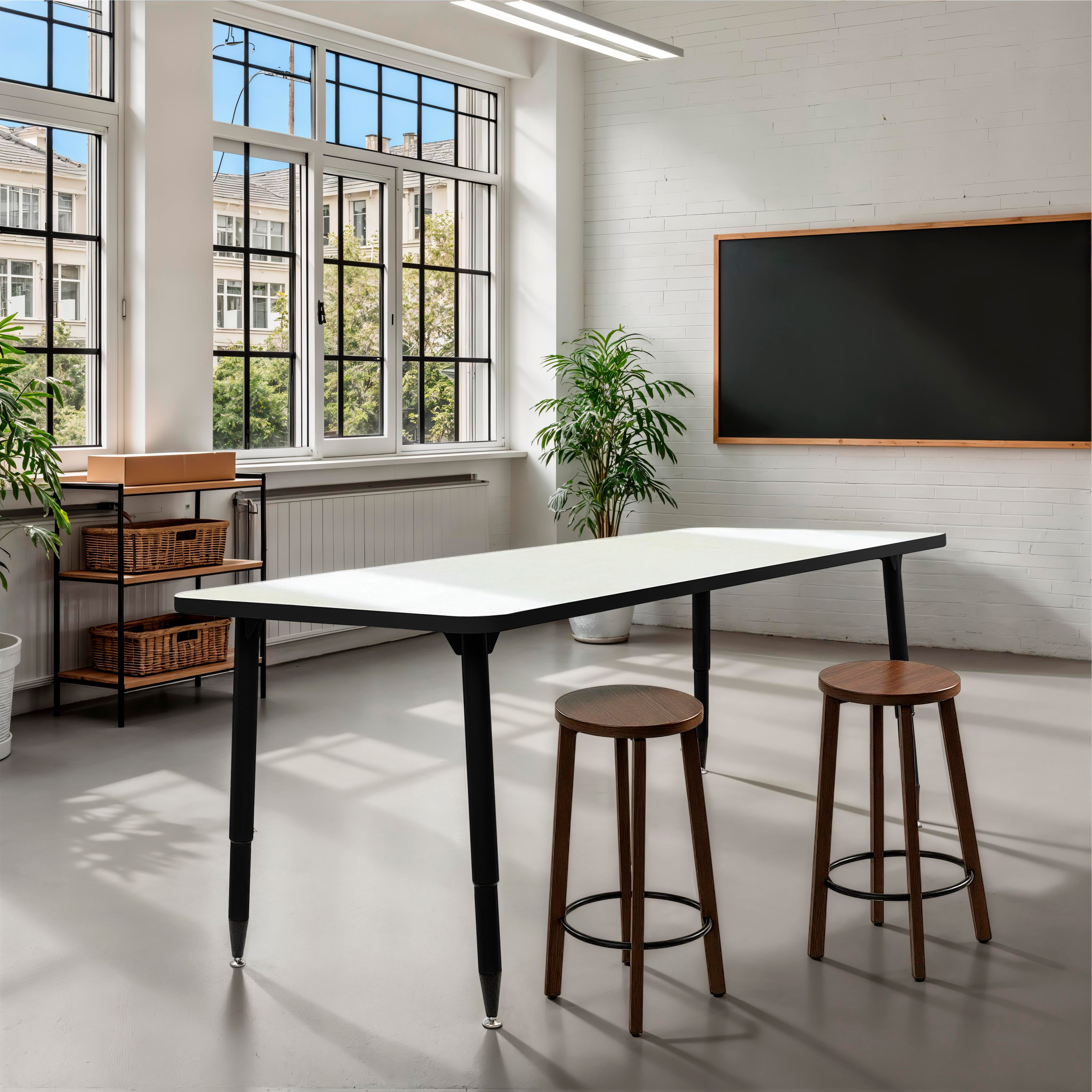 Adapte 30" x 72" Rectangle Dry-Erase Thermofused Activity Table with Adjustable Tapered Legs - Whiteboard/Black