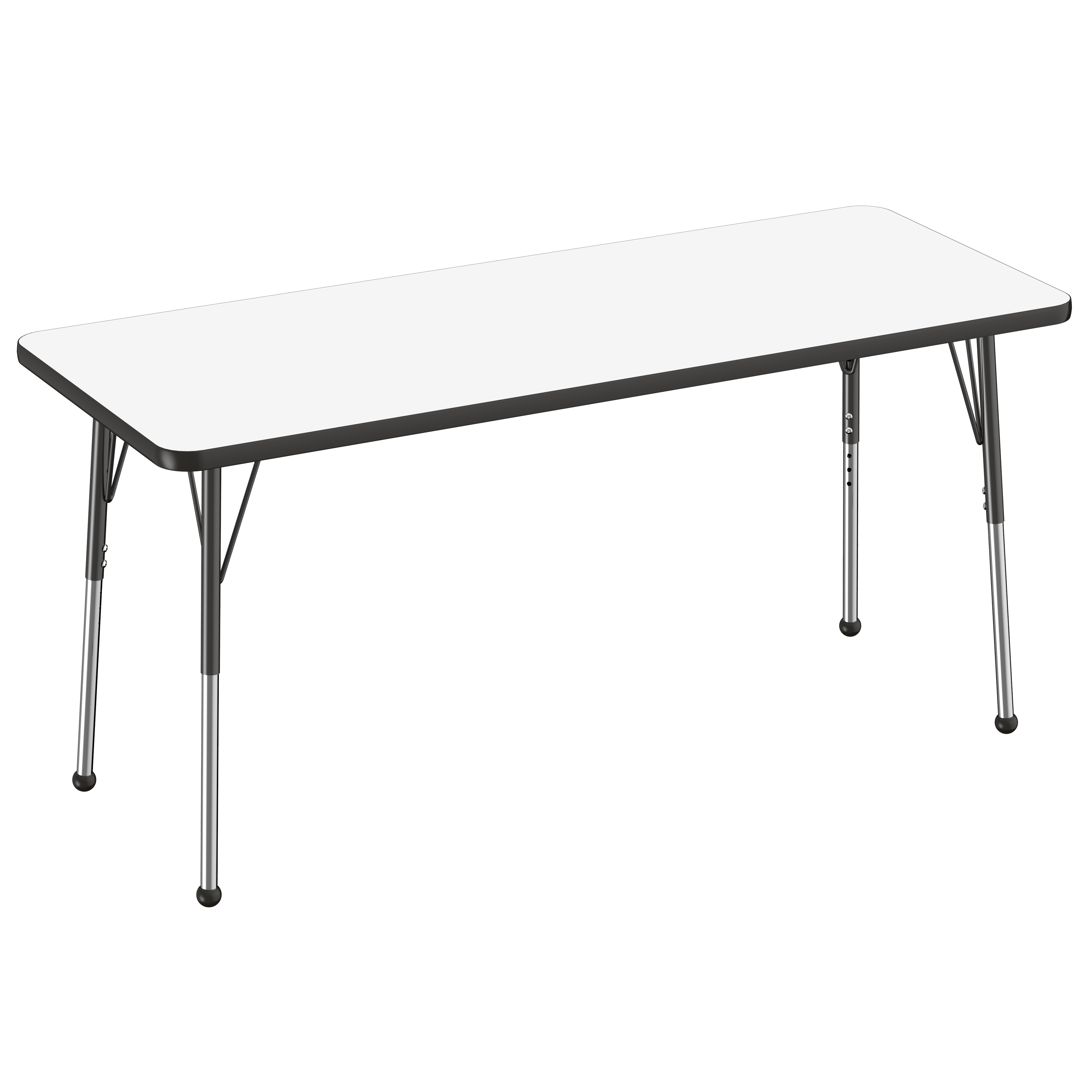 24" x 60" Rectangle Dry-Erase Activity Table with Adjustable Standard Ball Glide Legs - Whiteboard/Black