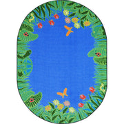 Merry Meadows 5'4" x 7'8" Oval area rug in color Blue