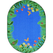 Merry Meadows 10'9" x 13'2" Oval area rug in color Blue