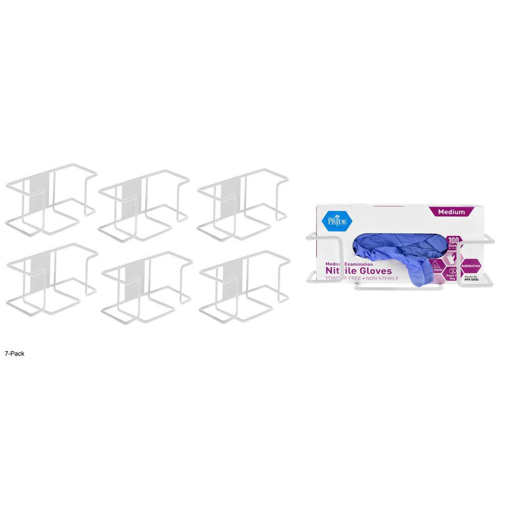 Single Box Capacity Wire Wall Mount Glove Dispenser, White 7 Pack