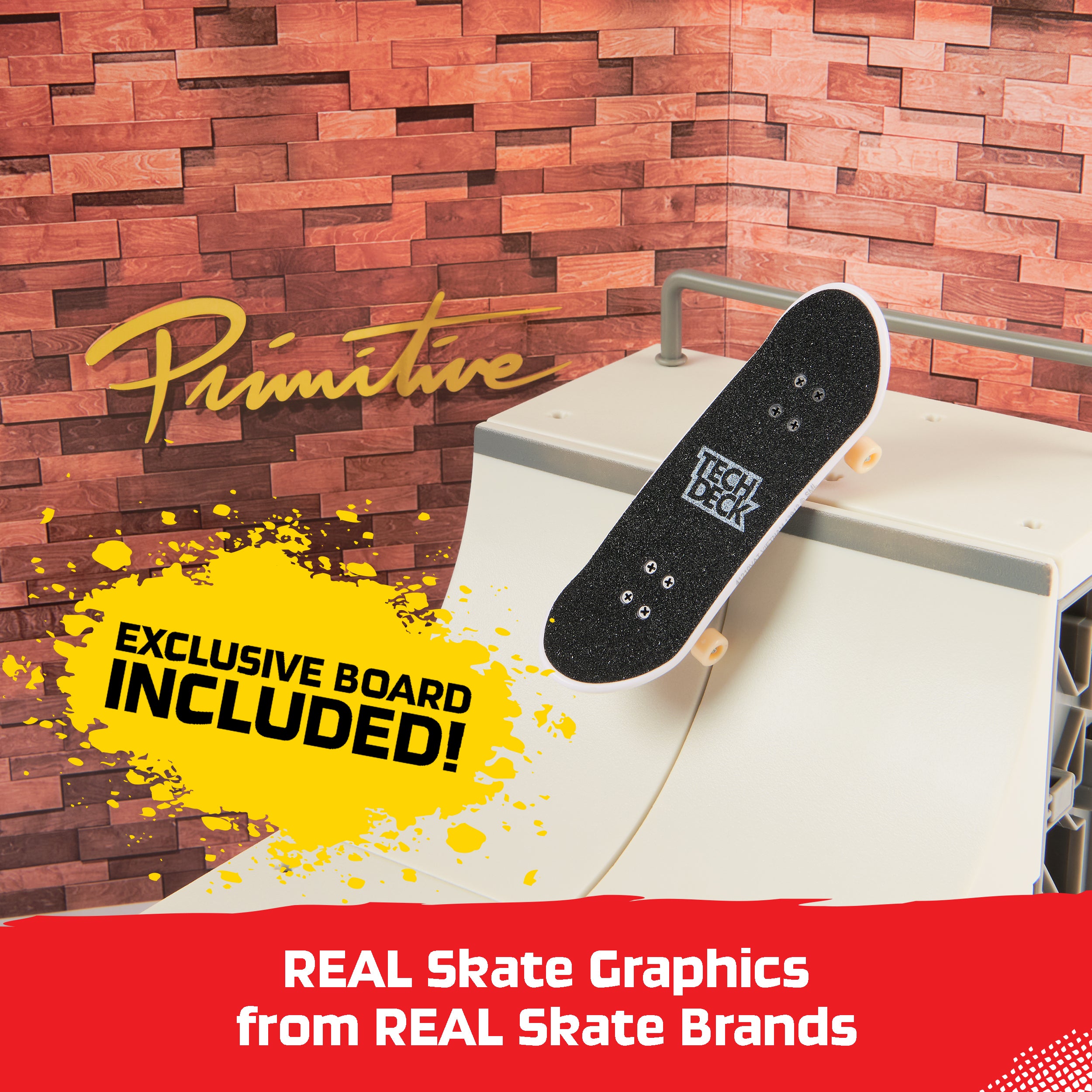 Tech Deck, Primitive X-Connect Skate Park, Customizable and Buildable Ramp Set with Exclusive Fingerboard, Kids Toy for Ages 6 and up