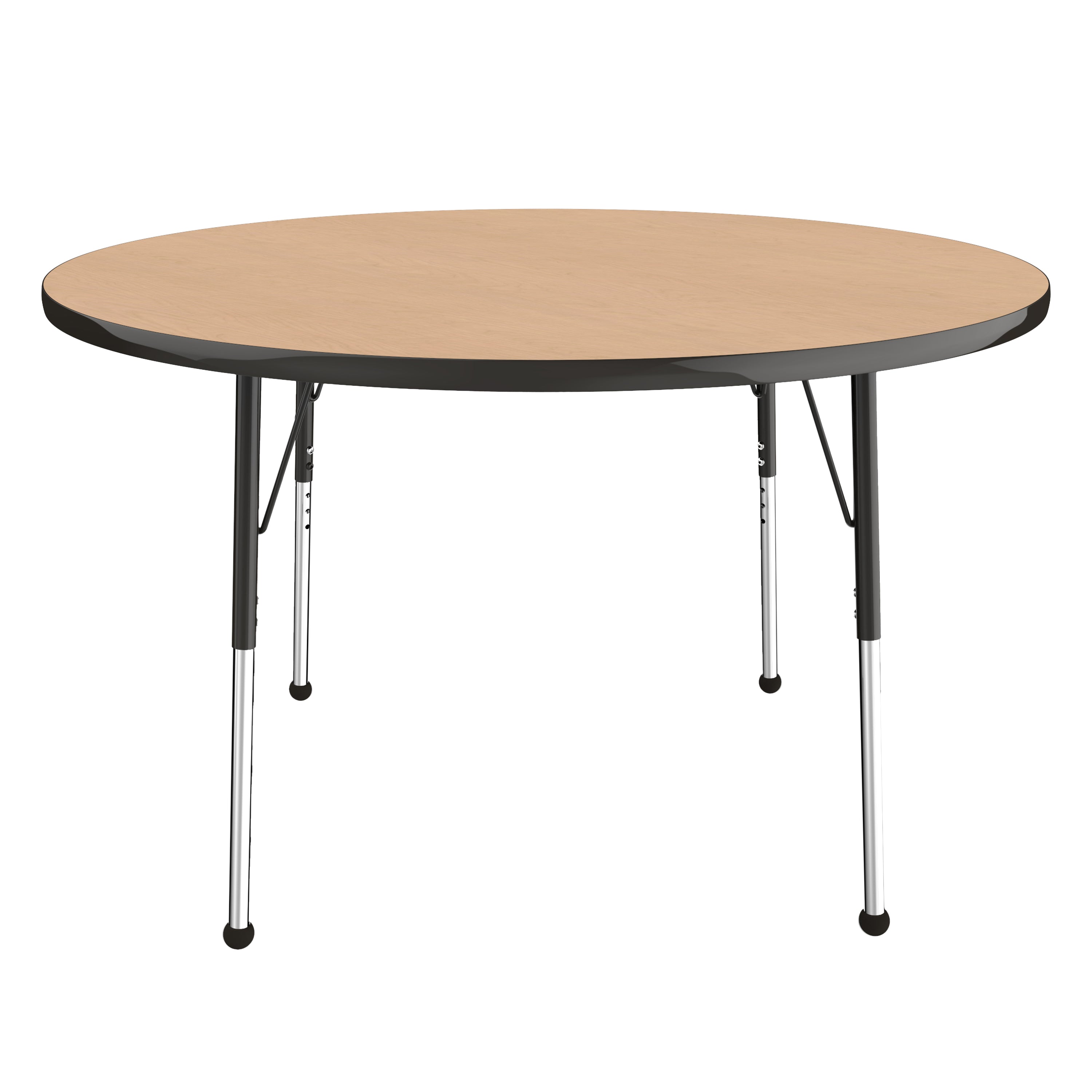48" Round Thermofused Activity Table with Adjustable Standard Ball Glide Legs - Maple/Black