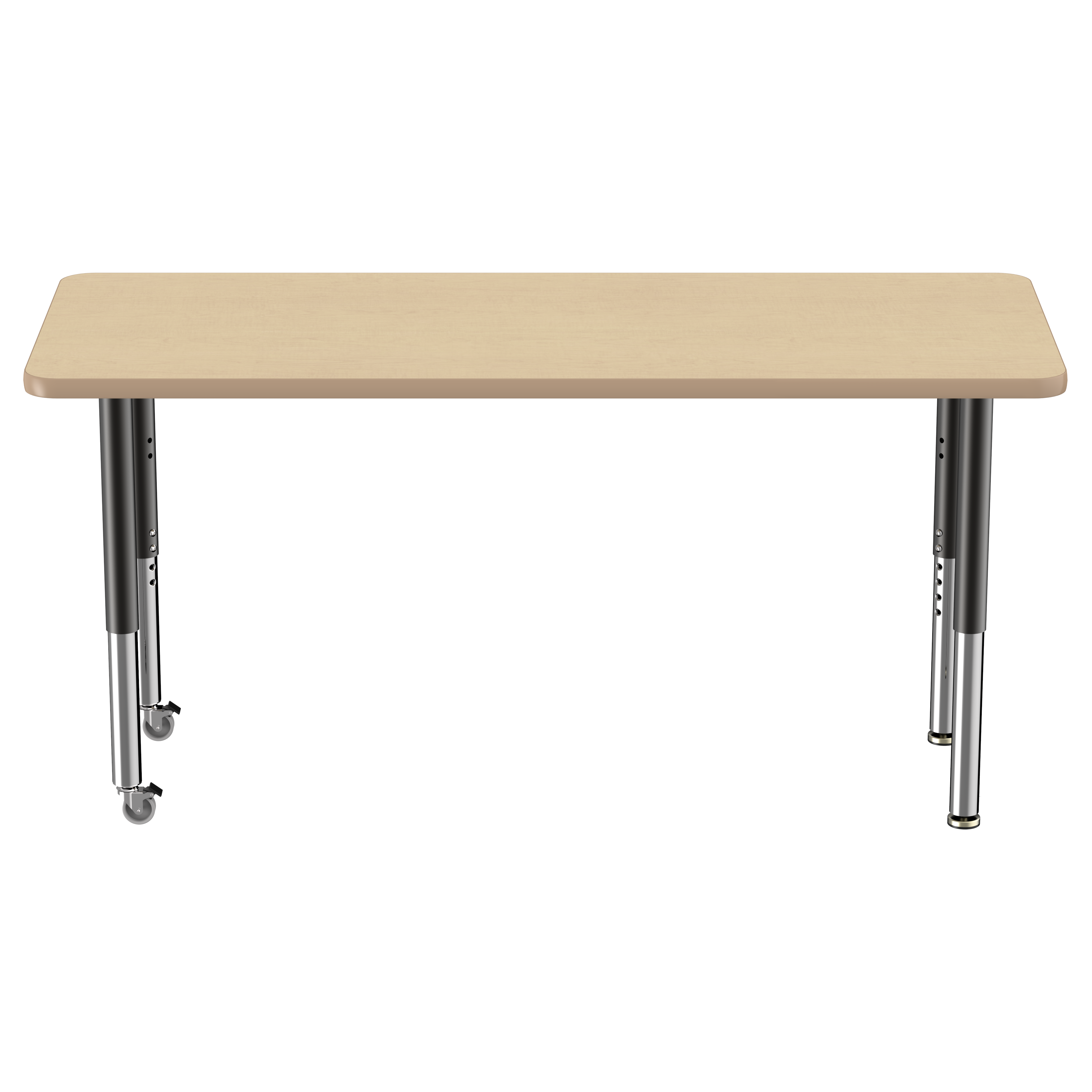 24" x 60" Rectangle T-Molding Activity Table with Adjustable Super Legs - Maple/Maple/Black