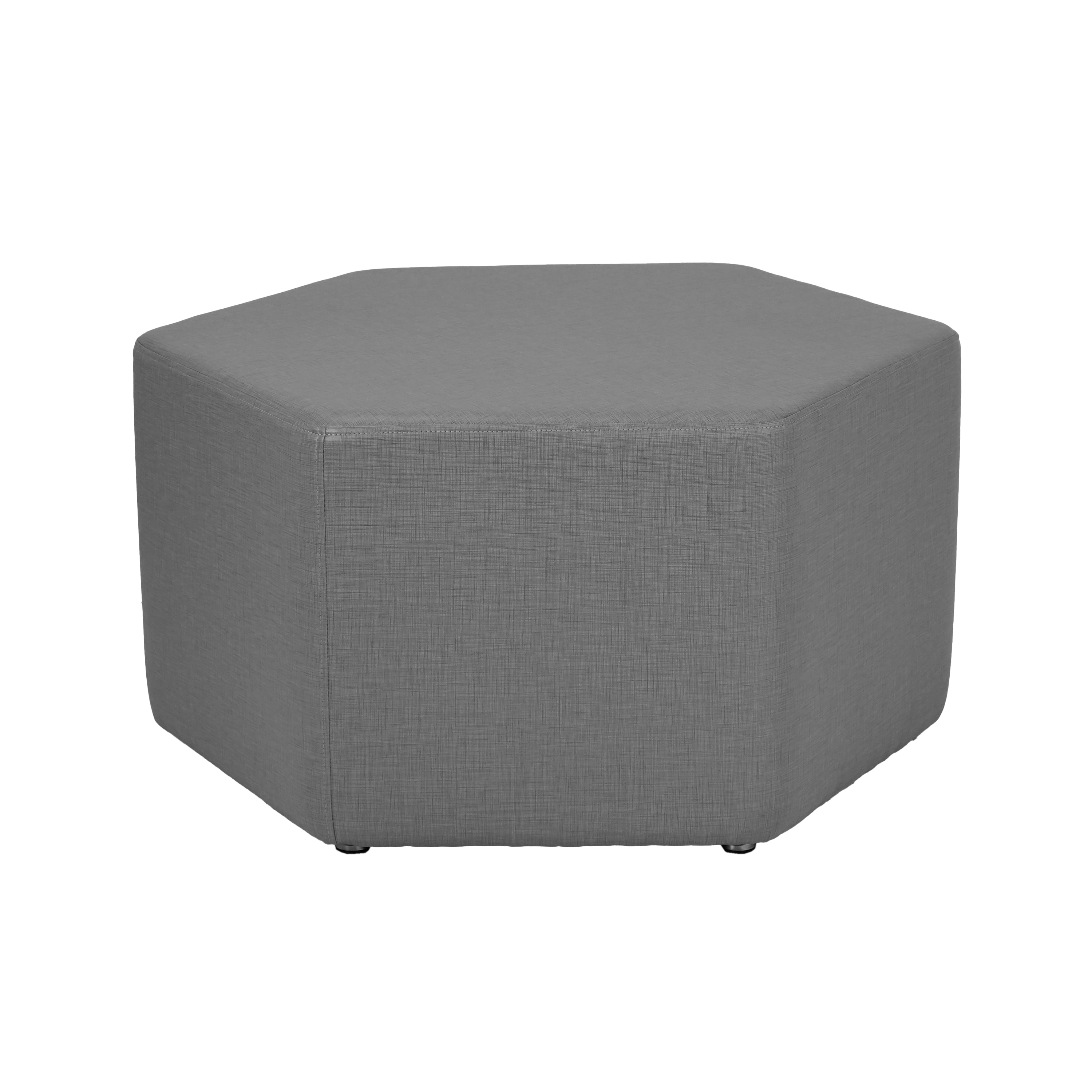 Pro Series Upholstered Hexagon Ottoman 18" Height - Slate Gray Crosshatch