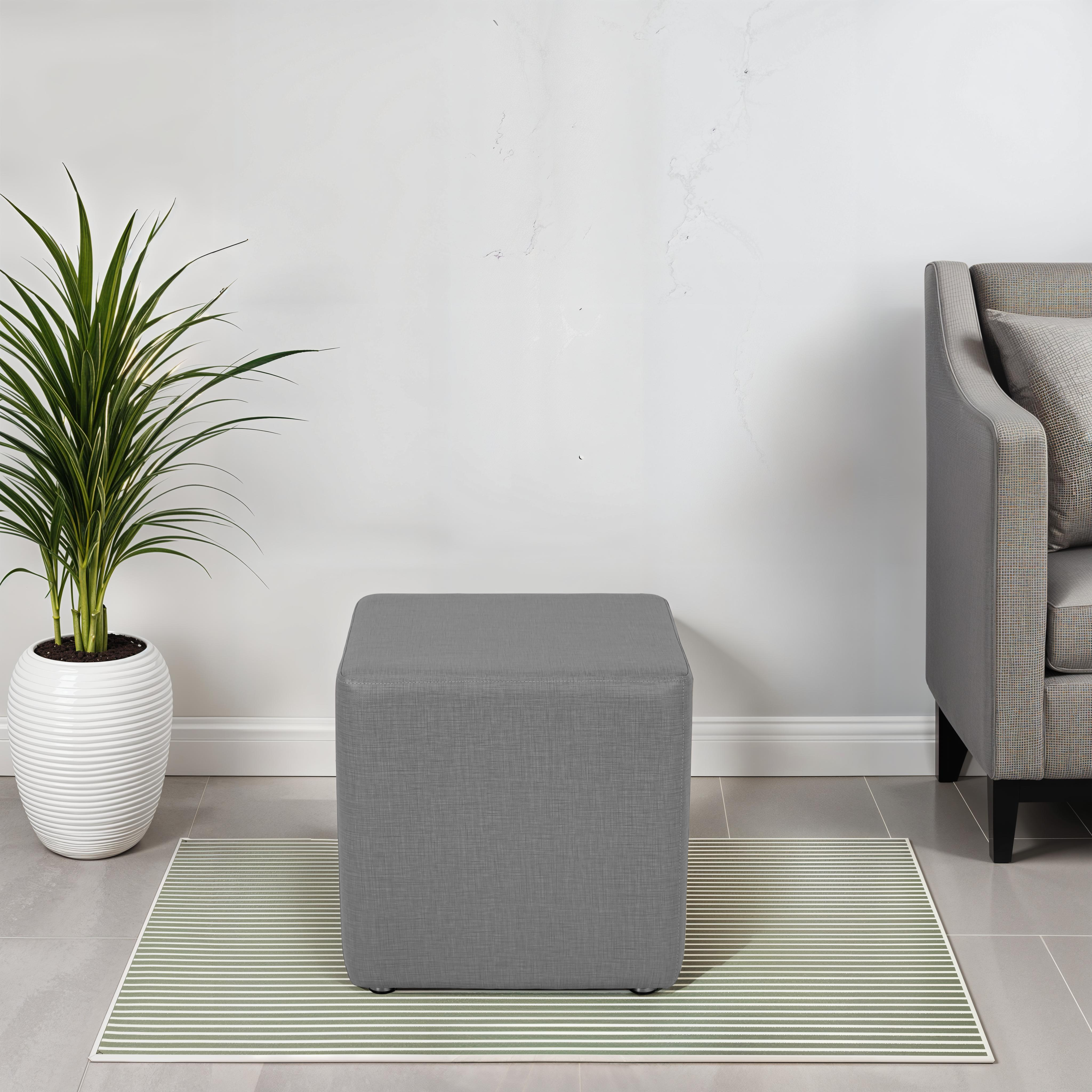 Pro Series Upholstered Square Ottoman 18" Height - Slate Gray Crosshatch