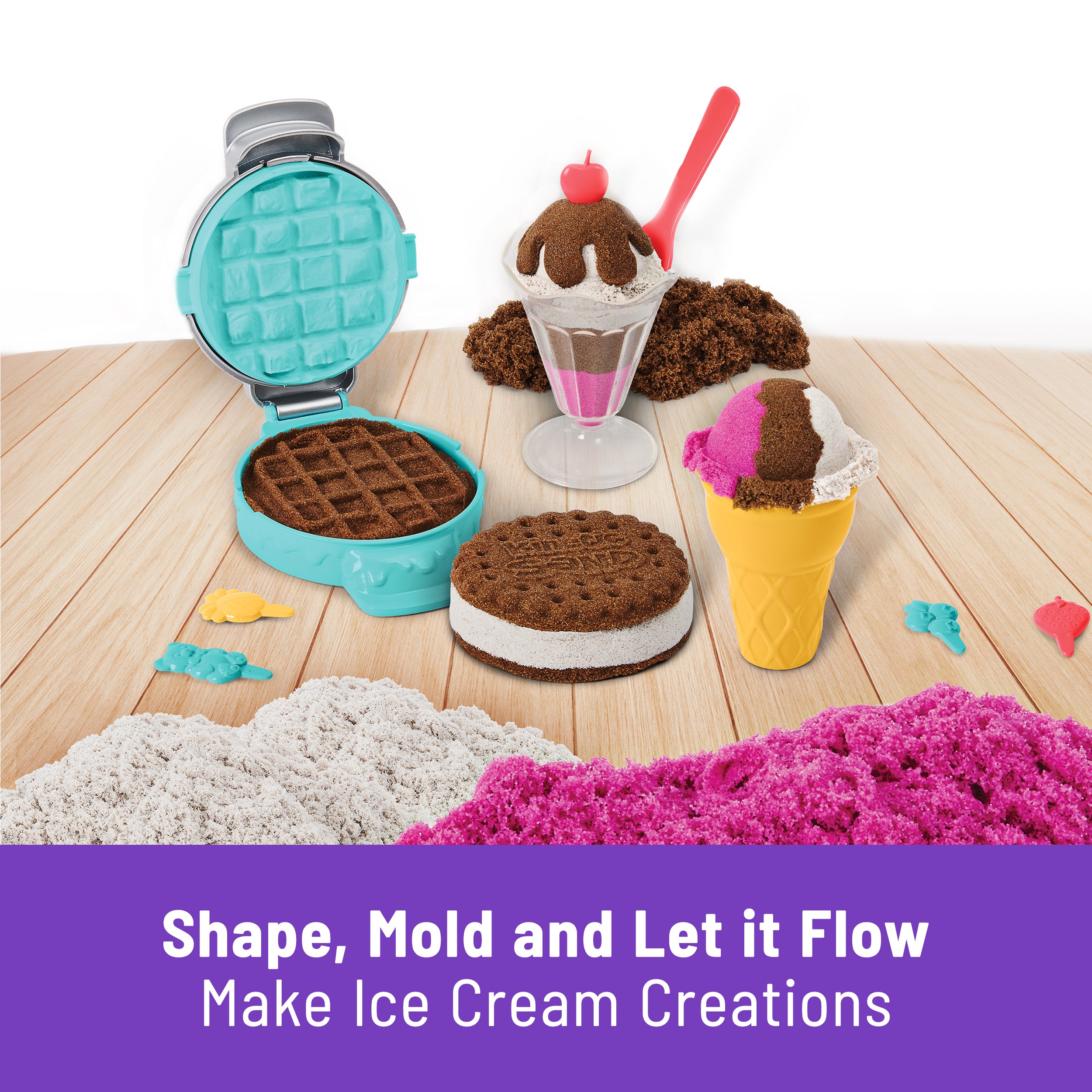 Kinetic Sand Scents, Ice Cream Treats Playset with 3 Colors Scented Play Sand & 6 Tools, Sensory Toys for Kids Ages 3 and up