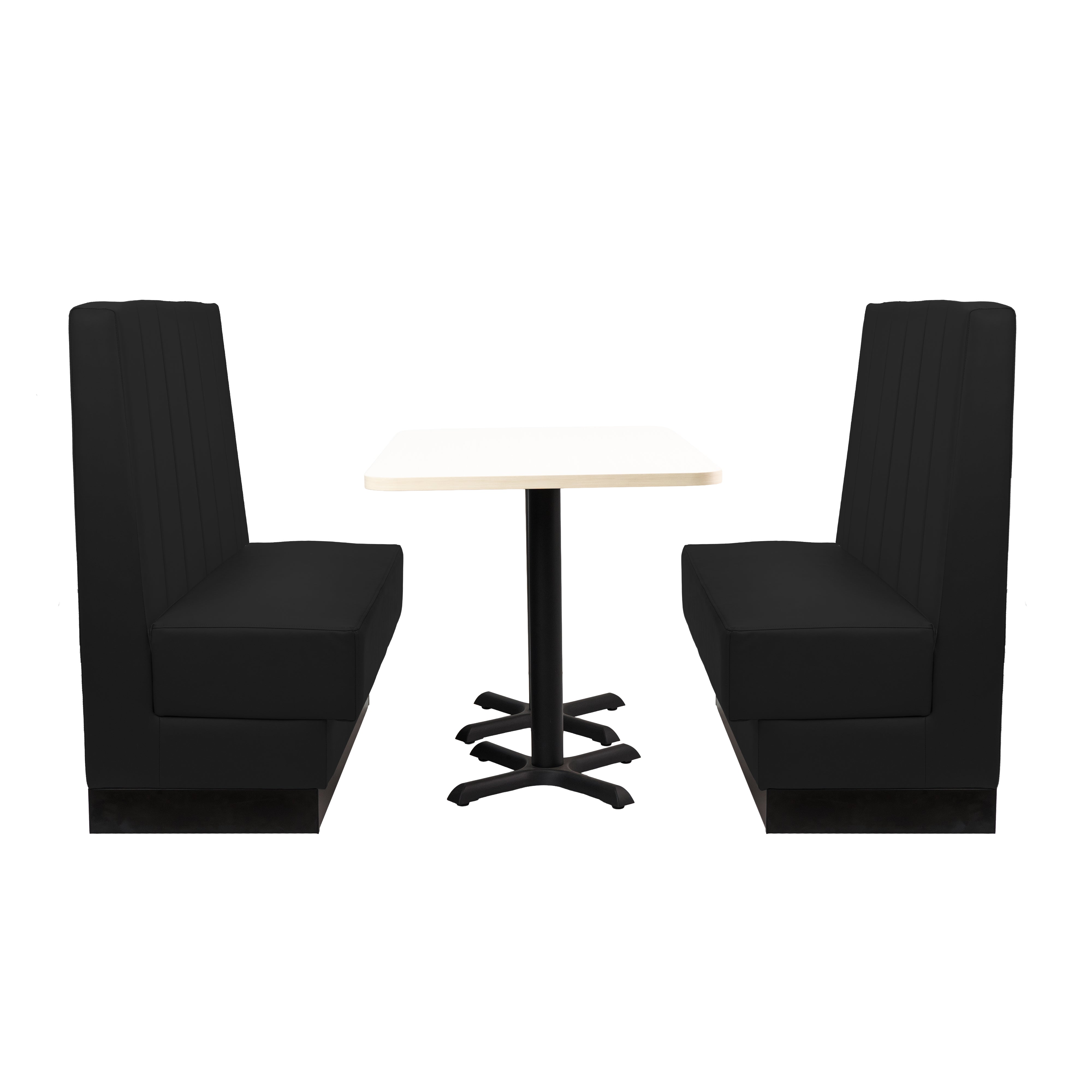 Pro Series Channel Back Single-Sided Restaurant Booth Seating - Black