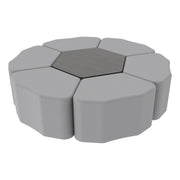 Pro Series Hexagon Ottoman Table with Petal 18" H Seating, 7-Piece Set - Gray/Cosmic Strandz