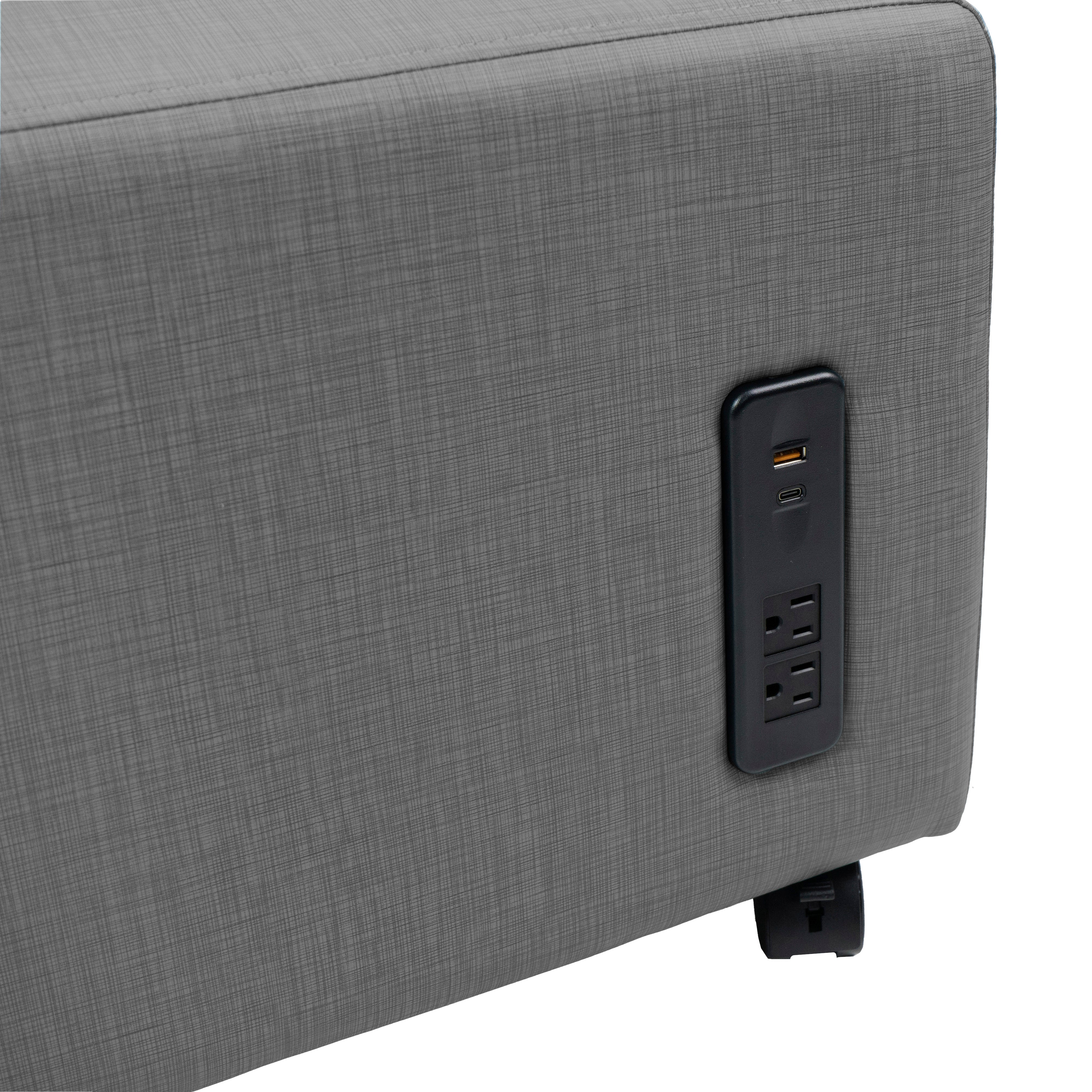 Pro Series Upholstered Rectangle Mobile Ottoman - Slate Gray Crosshatch
