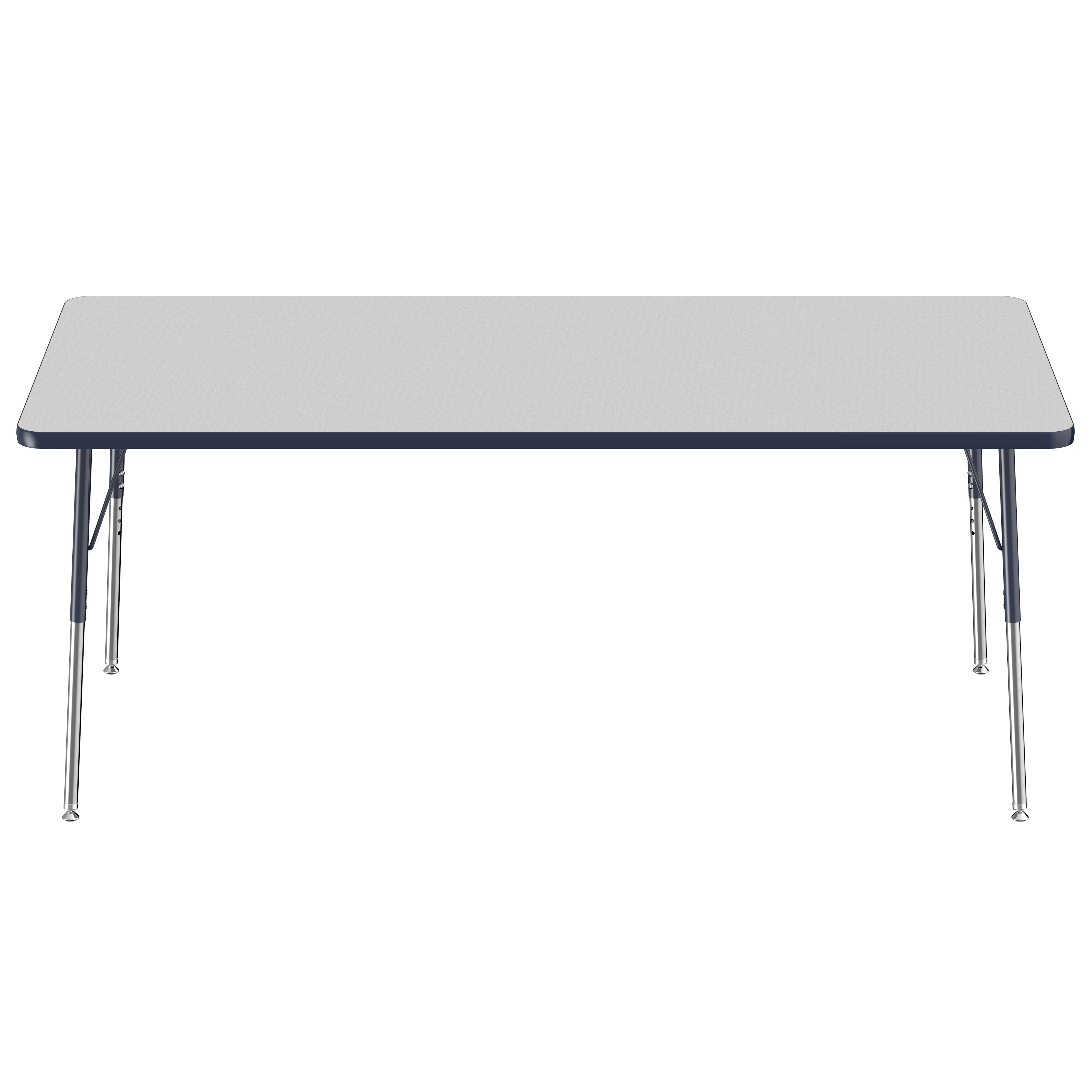 36" x 72" Rectangle T-Molding Activity Table with Adjustable Standard Swivel Glide Legs - Gray/Navy