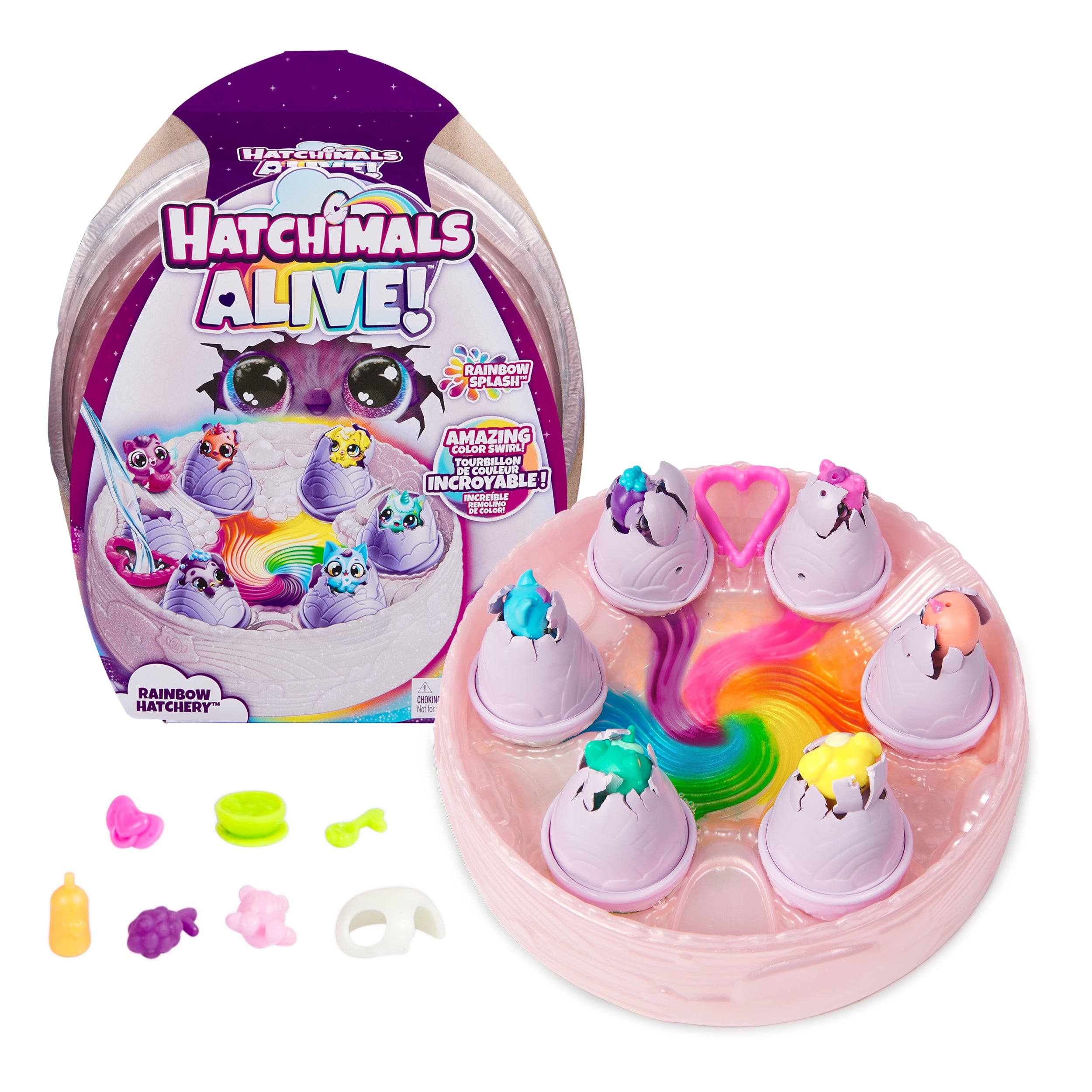Hatchimals Alive, Rainbow Hatchery with 6 Mini Figures in Color Reveal Eggs & over 10 Accessories, Kids Toys for Ages 3 and up