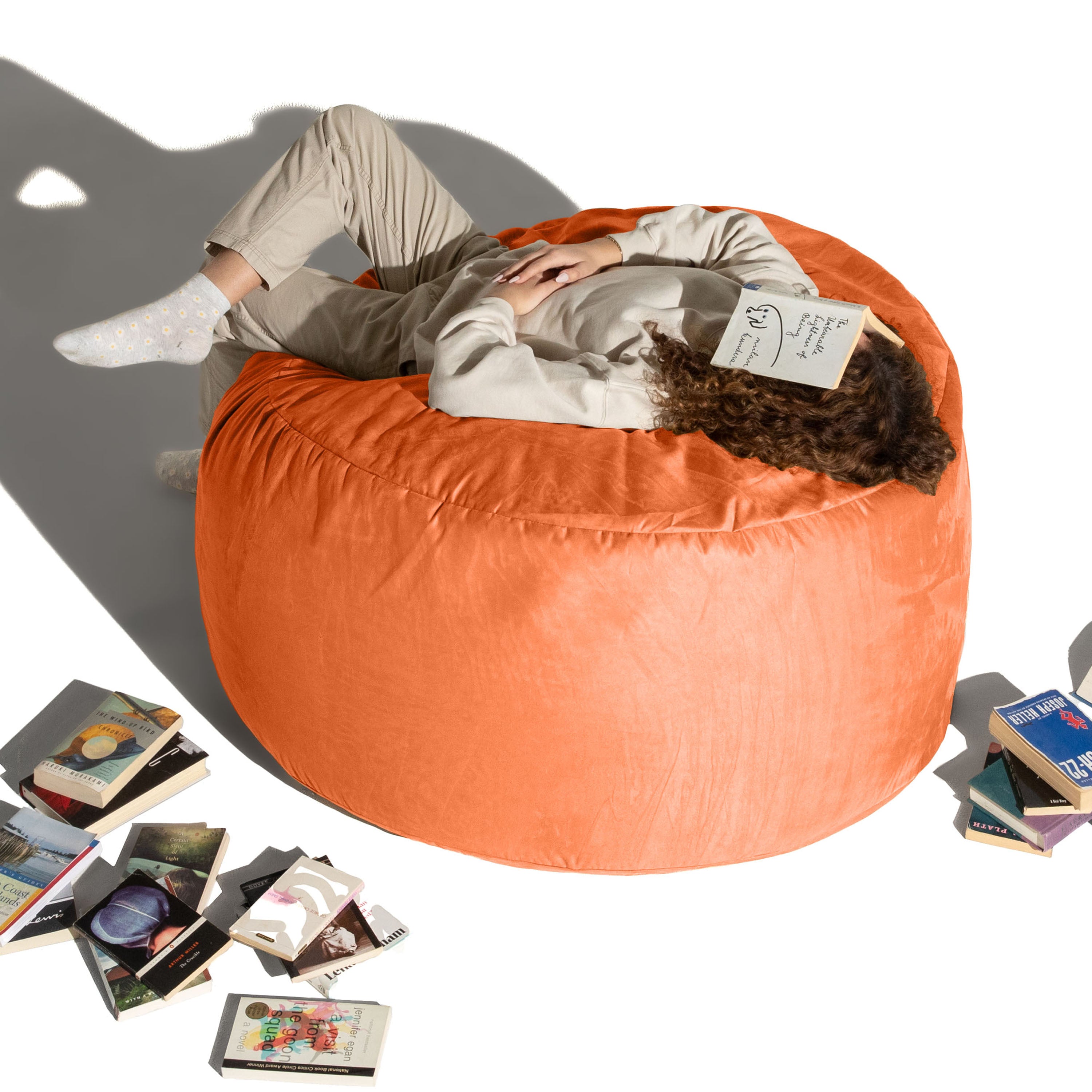 Jaxx Saxx 3 Foot Bean Bag Chair with Removable Cover, Blueberry