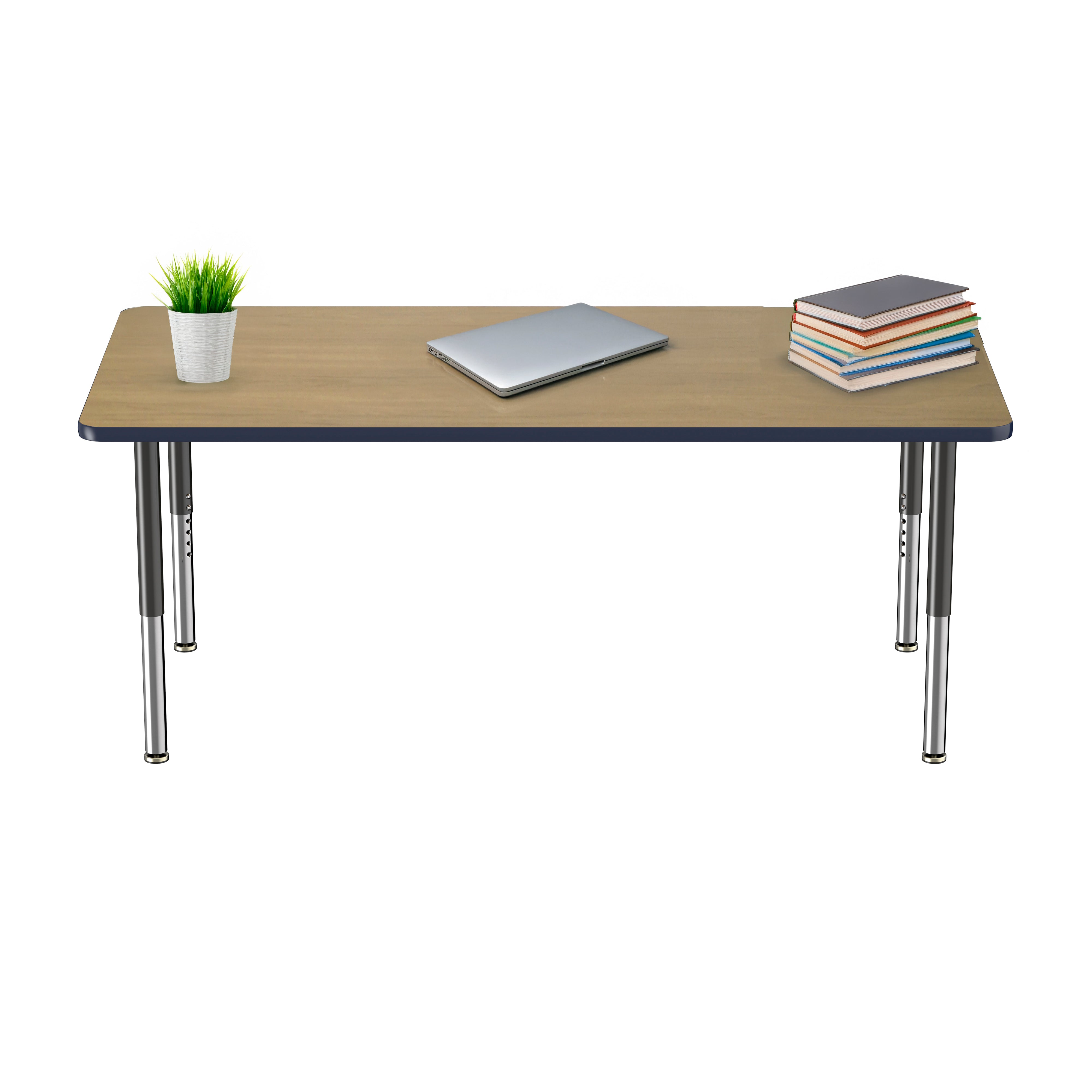 36" x 72" Rectangle T-Molding Activity Table with Adjustable Super Legs - Pasadena Oak/Navy/Black