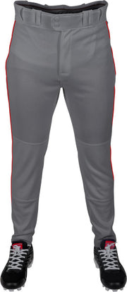 Rawlings Youth Plated Piped Pro Taper Fit Pant - Large - Blue Gray/Scarlet