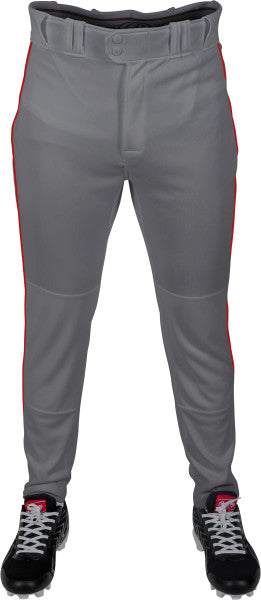Rawlings Youth Plated Piped Pro Taper Fit Pant - Large - Blue Gray/Scarlet