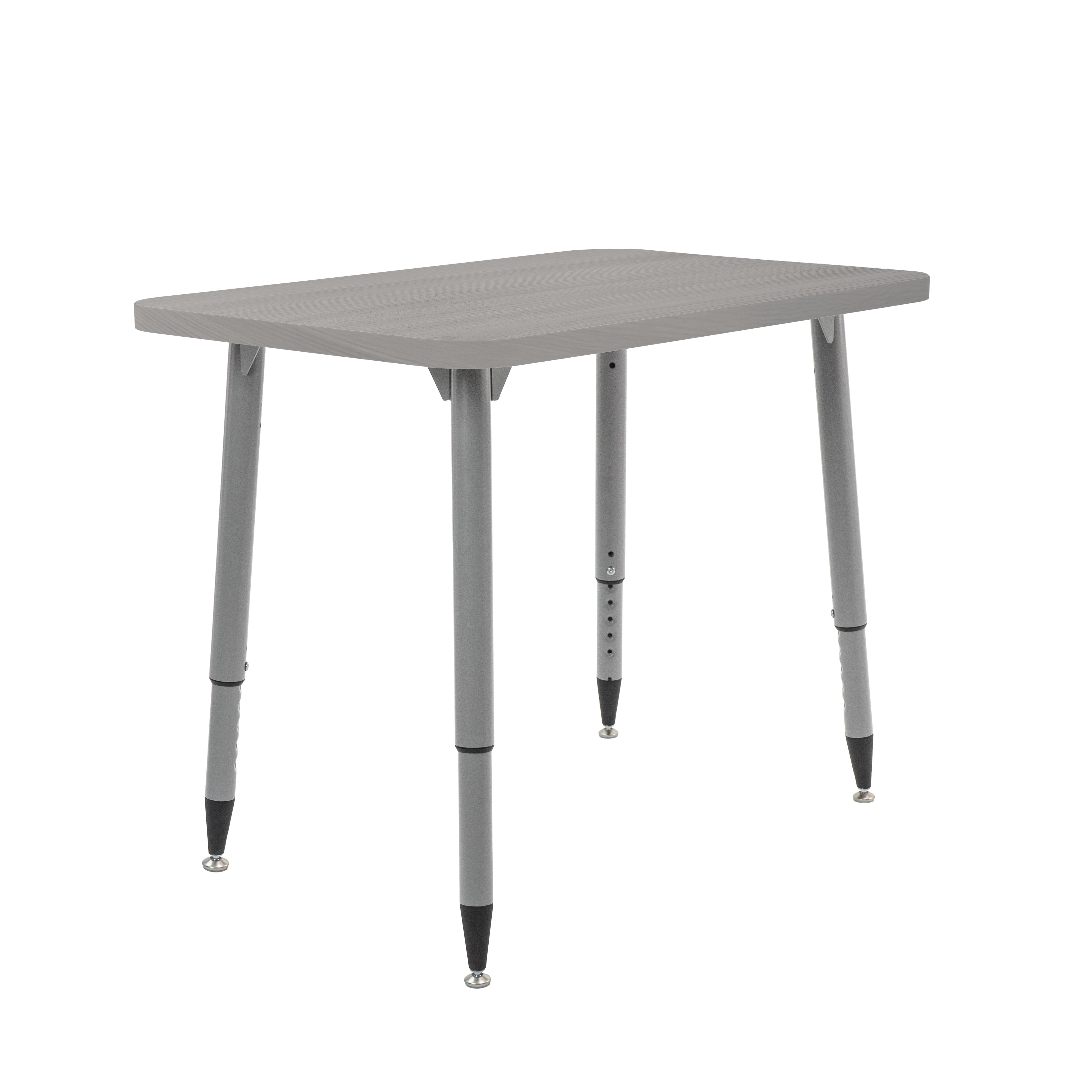 Adapte 24" x 36" Rectangle Woodgrain Activity Table with Adjustable Tapered Legs - Light Gray Wood/Silver